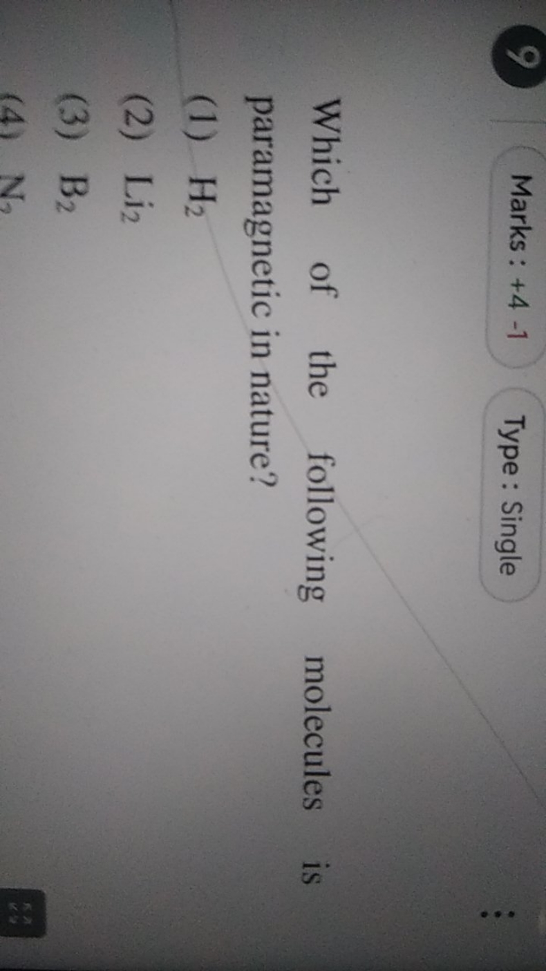 9 Marks: +4−1
Type : Single

Which of the following molecules is param