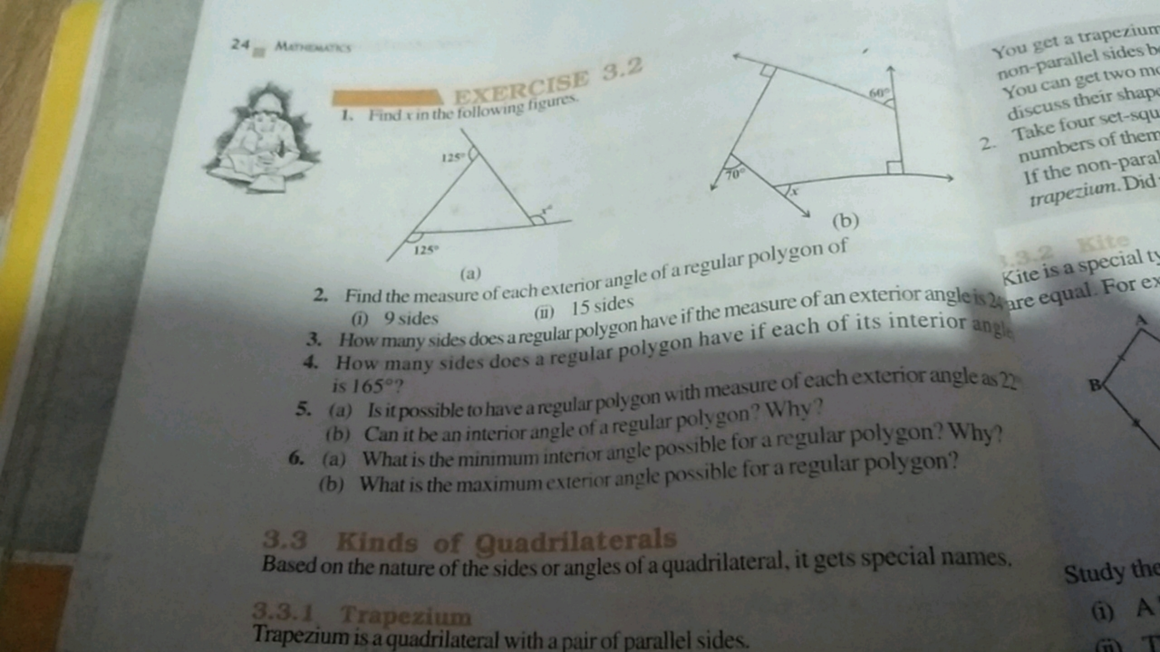 24 = Manawics 
1. Find x in the following figures.
You get a trapezium