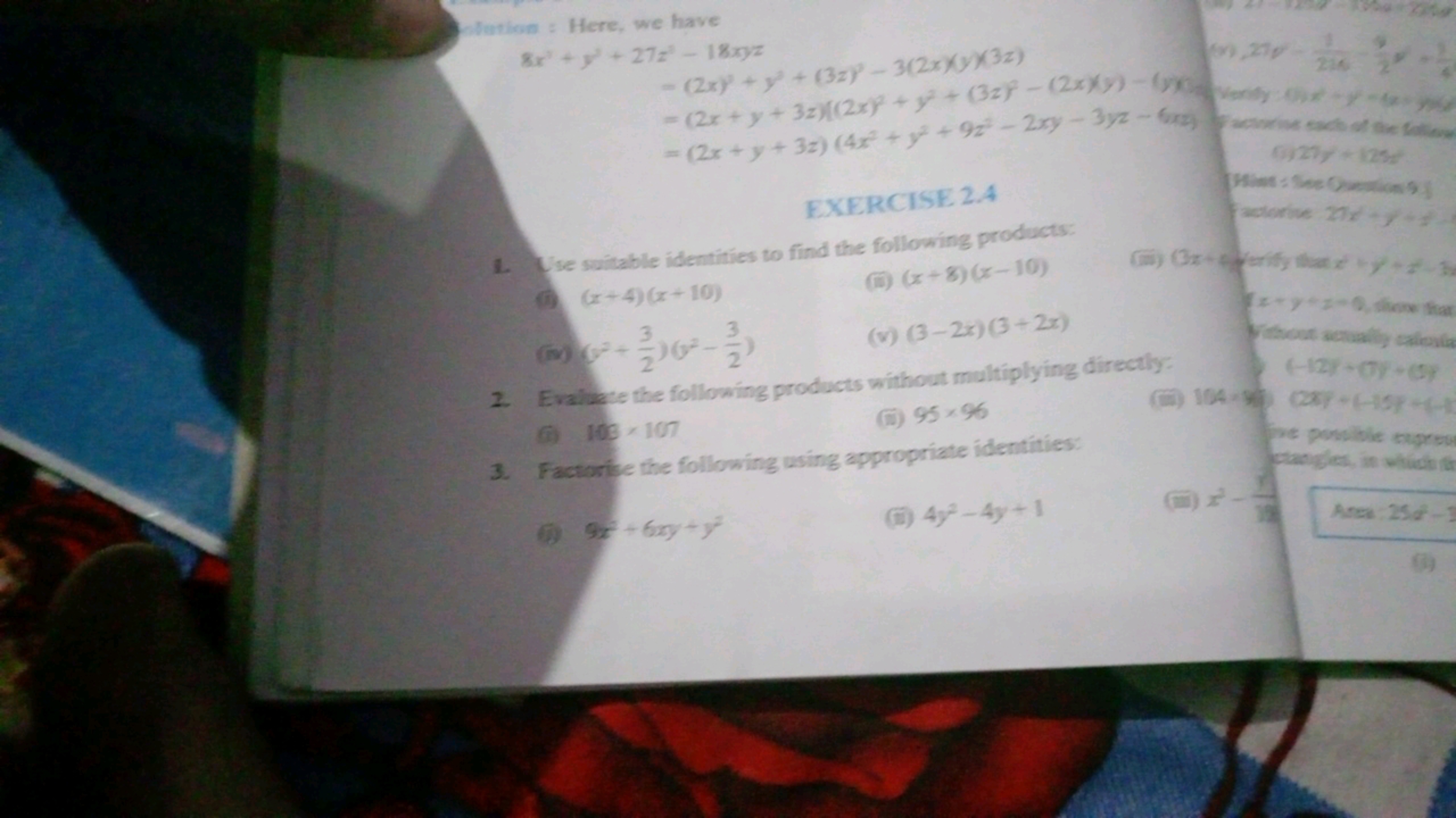 Dution: Here, we have
8x3+y2+27z3​−18xyz=(2x)2+y2+(3z)2−3(2x)(y)(3z)=(