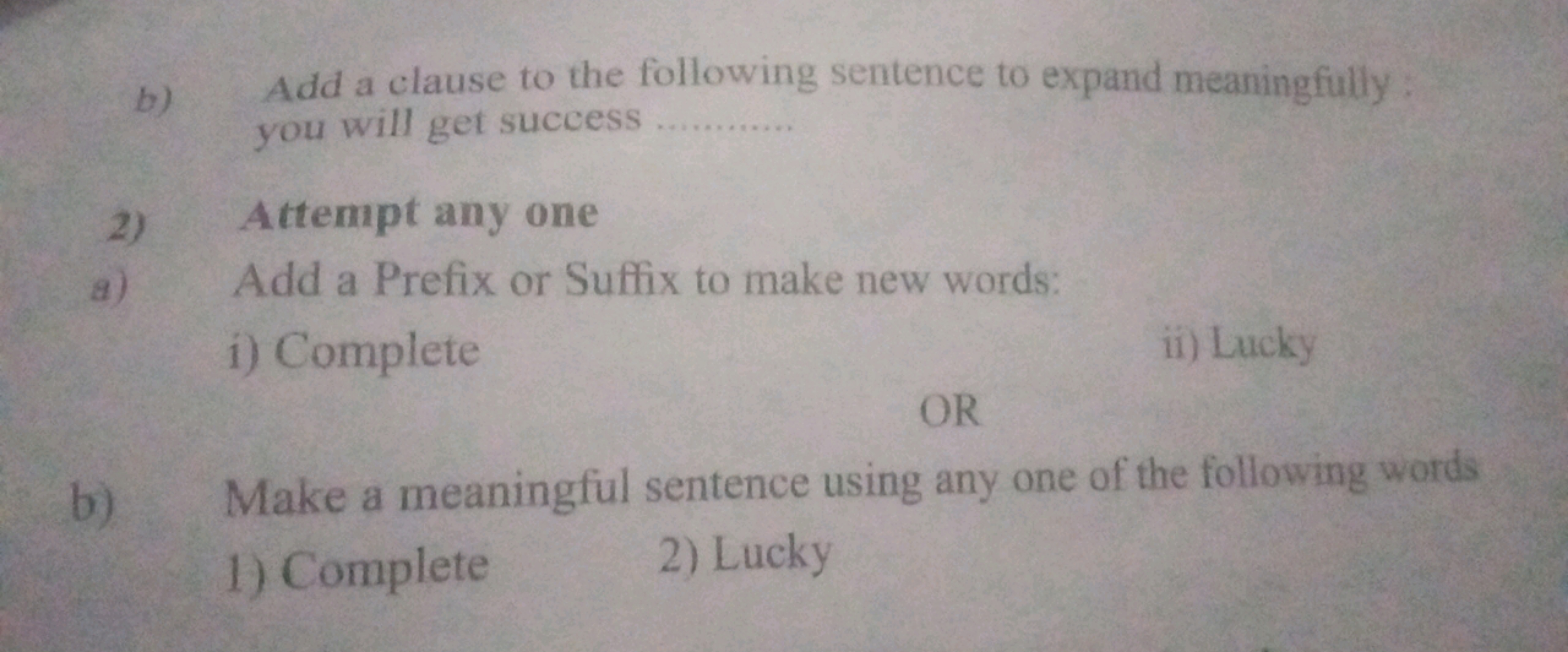 b) Add a clause to the following sentence to expand meaningfully: you 