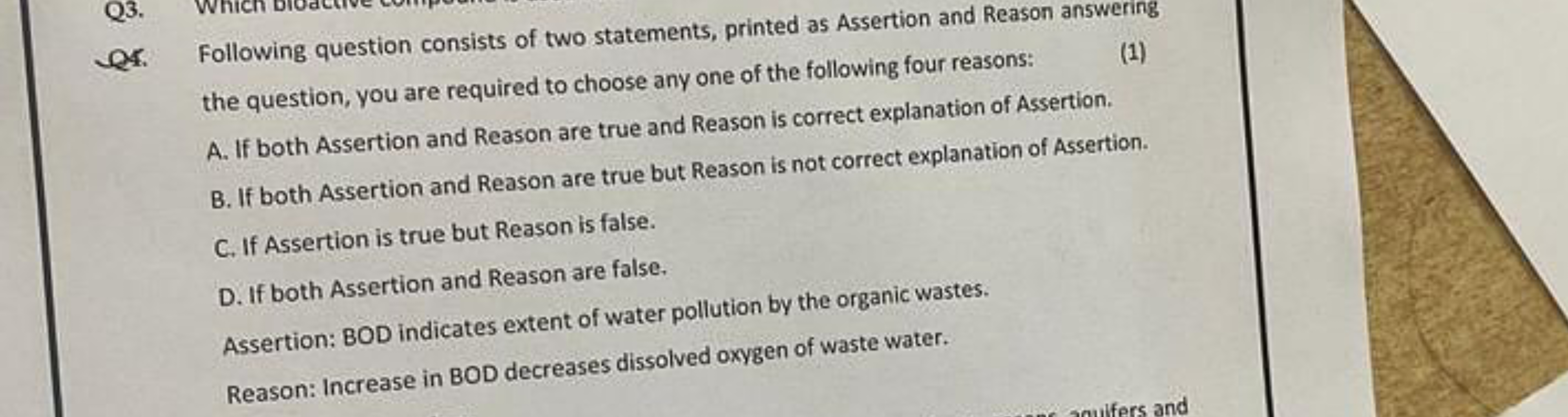 Q3.
ģ
Q4. Following question consists of two statements, printed as As