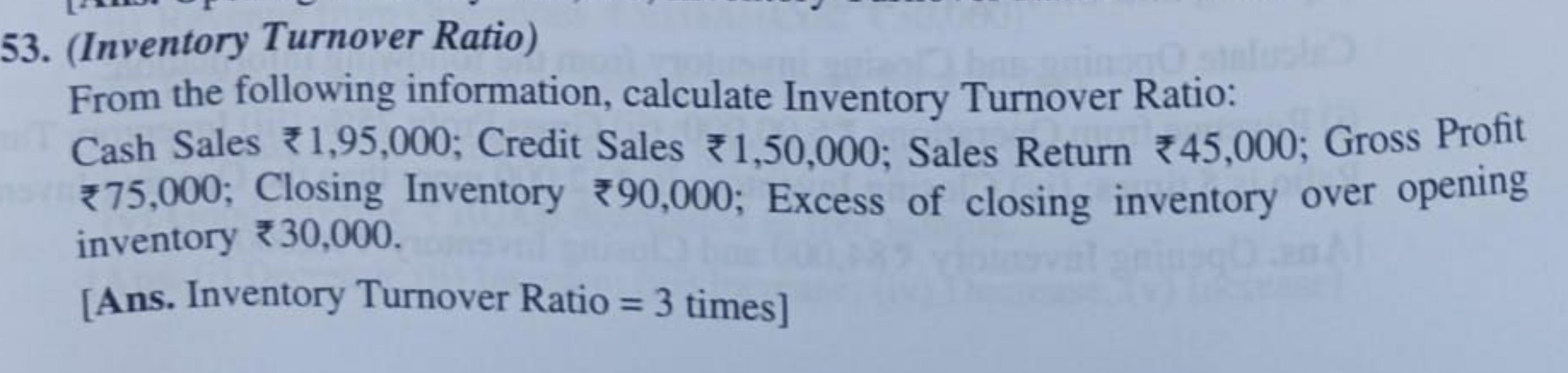 53. (Inventory Turnover Ratio)

From the following information, calcul