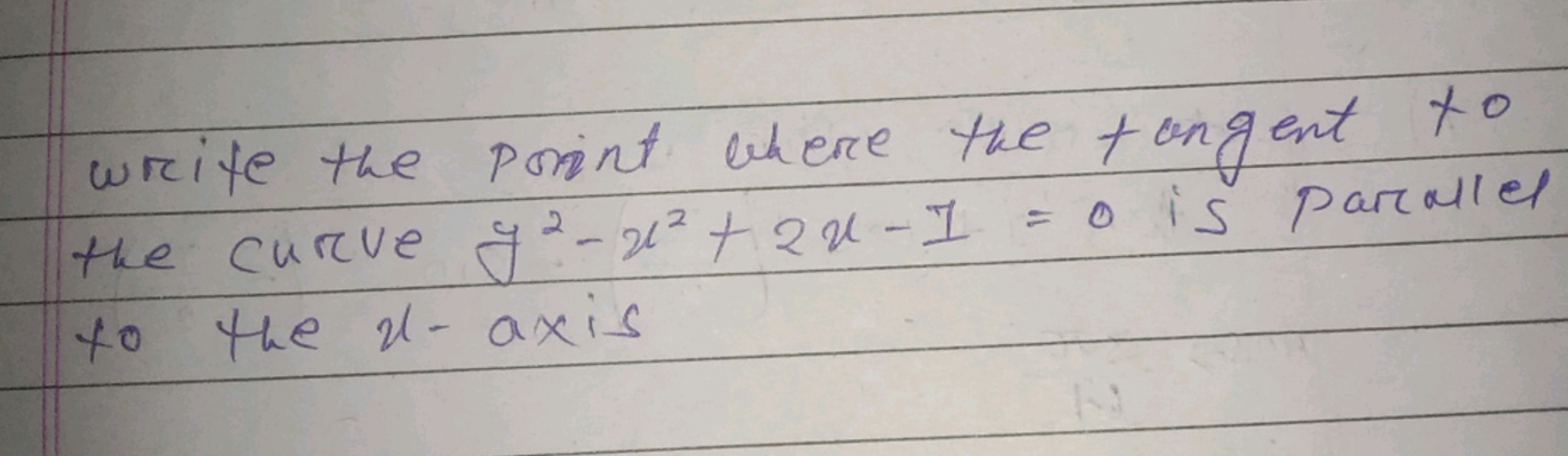 write the point where the tangent to the curve y2−x2+2x−1=0 is paralle