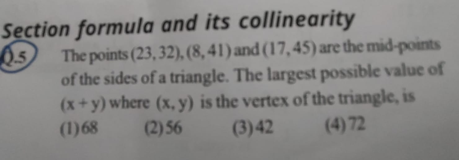 Section formula and its collinearity
(15) The points (23,32),(8,41) an