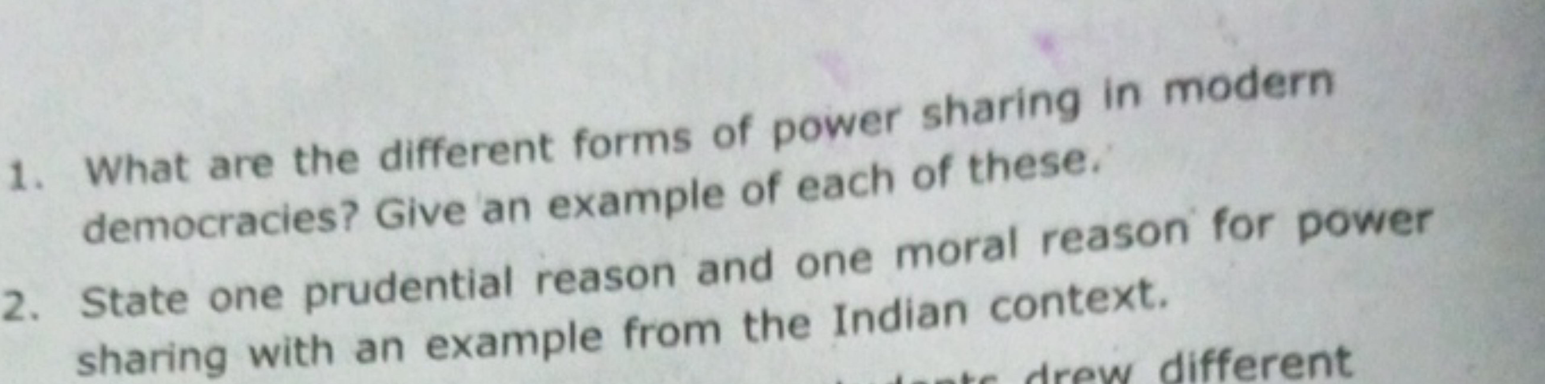 1. What are the different forms of power sharing in modern democracies