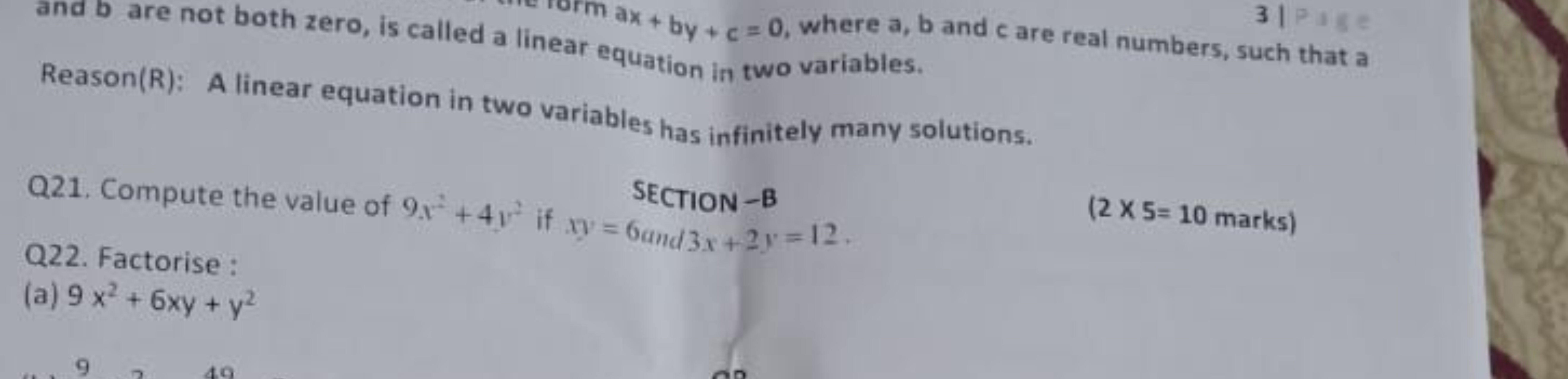 Reason(R): A linear equation in two variables has infinitely many solu