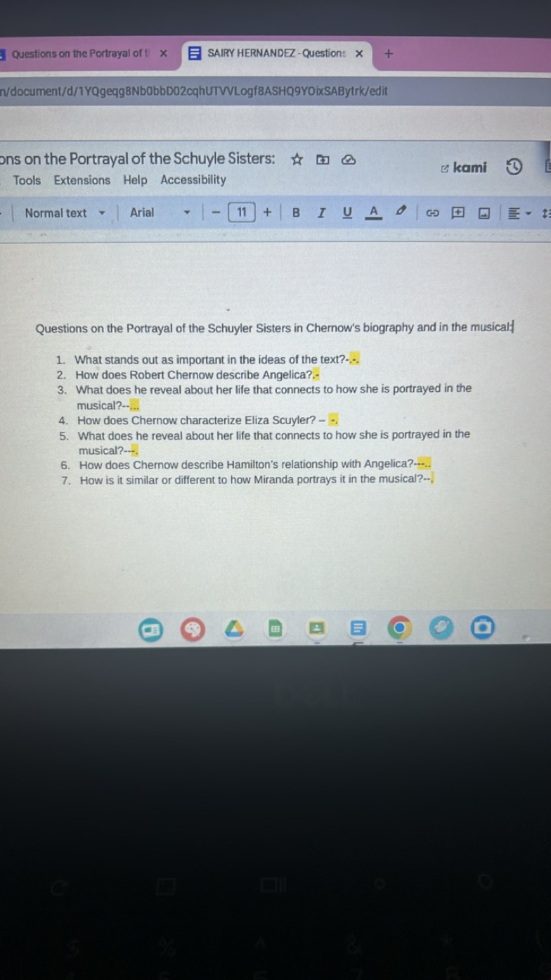 Questions on the Portrayal of t t
SAIRY HERNANDEZ-Questions
n/document