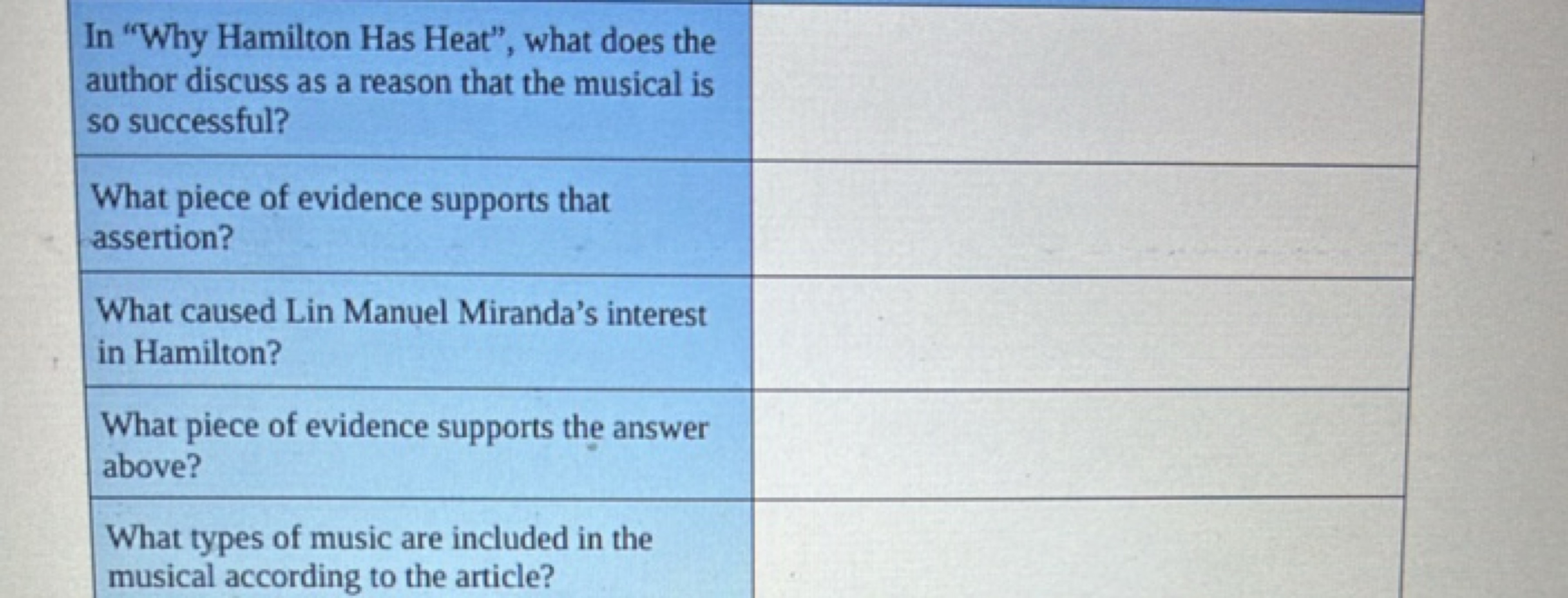 \begin{tabular} { | c | c | } 
\hline \begin{tabular} { l } 
In "Why H