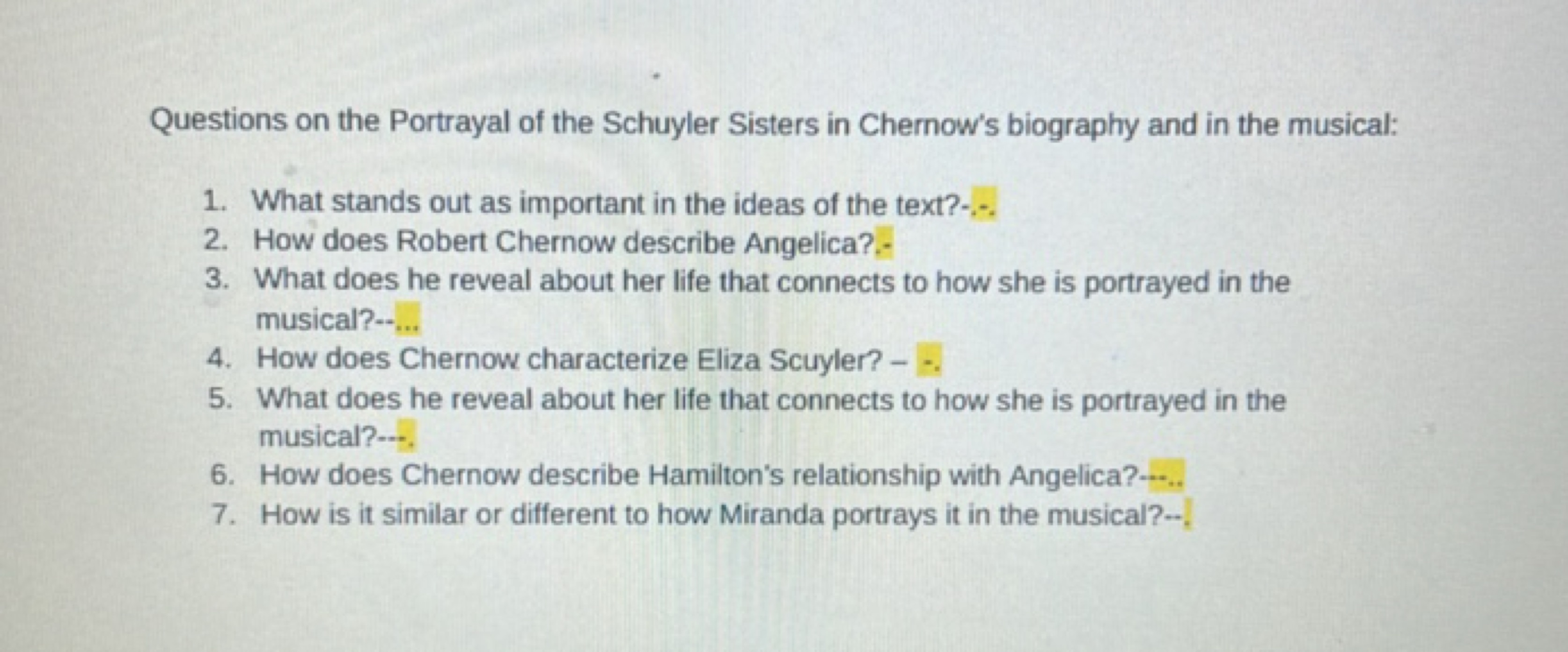 Questions on the Portrayal of the Schuyler Sisters in Chernow's biogra