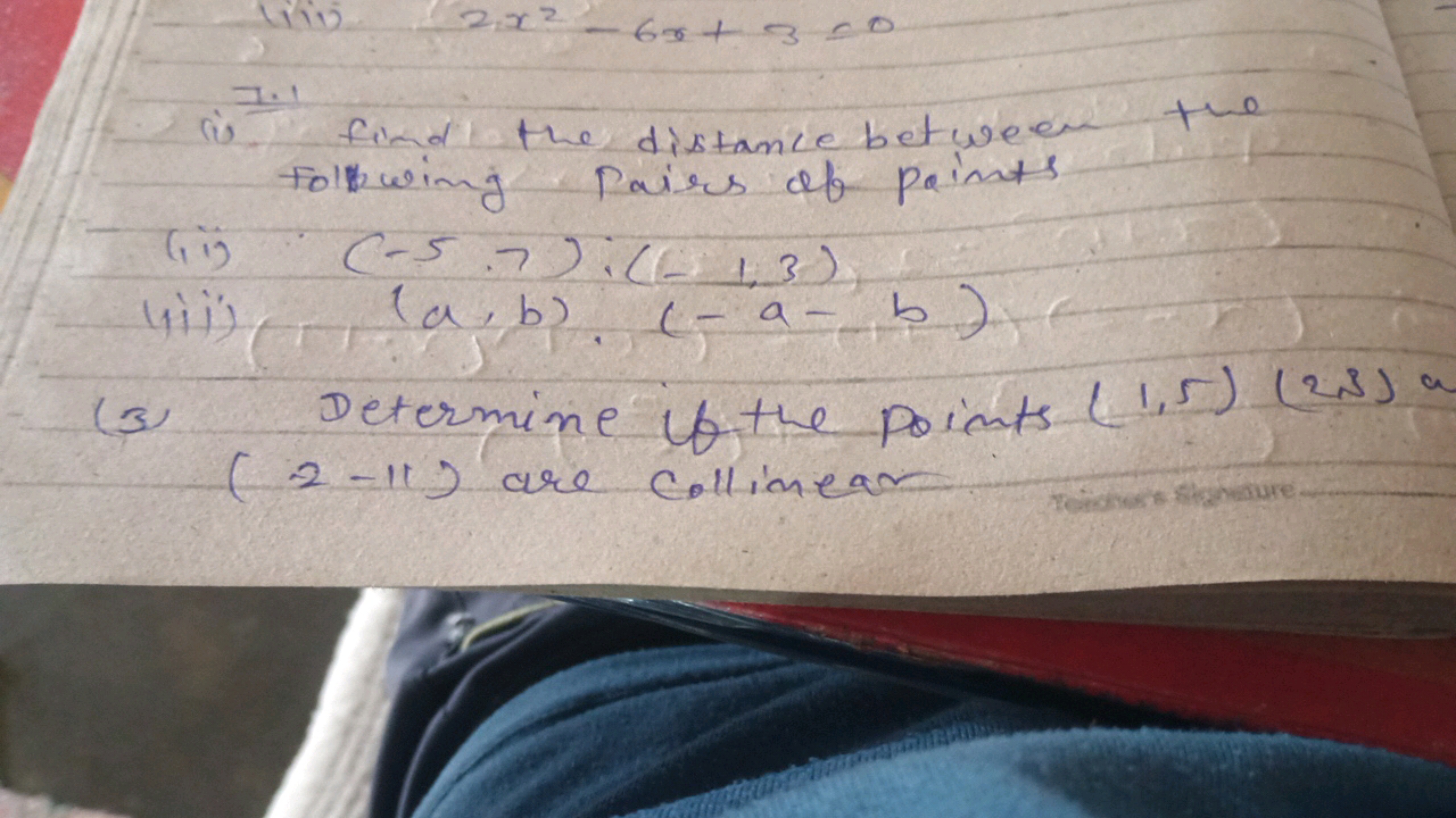 F
(is
Gi
2x²-6x+ 350
find the distance between the
Folkwing Pairs of p