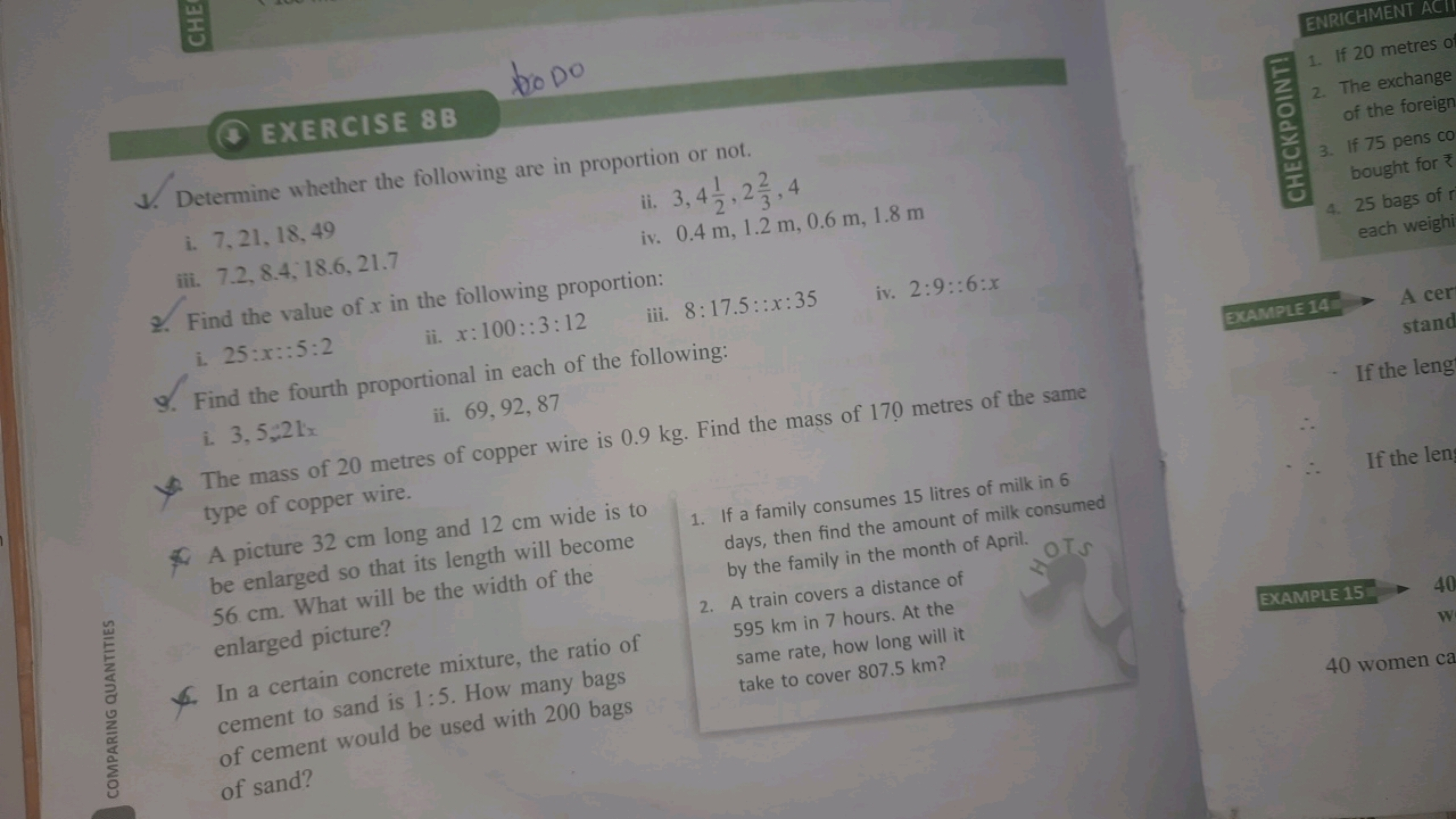 EXERCISE 8B
broDo
1. Determine whether the following are in proportion