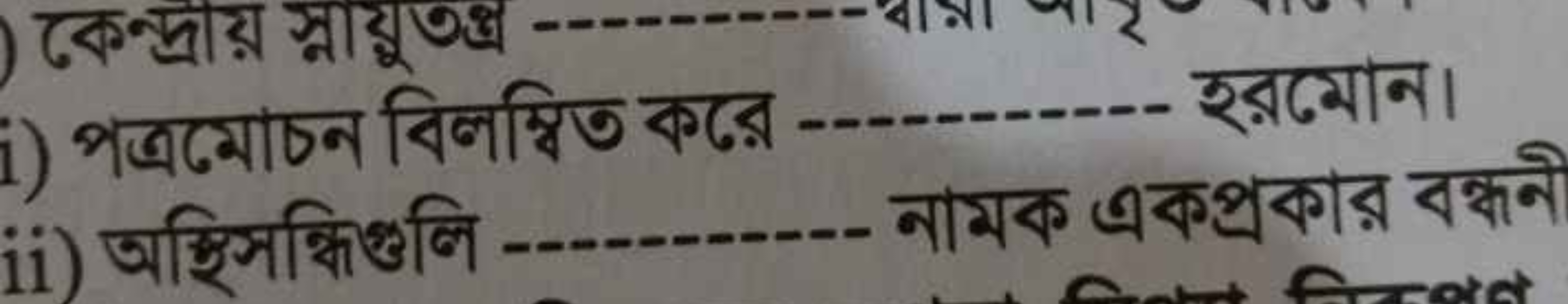 i) পত্রমোচন বিলম্বিত করে হর্রমোন।
ii) অস্ছিসन्ধিগুলি নামক একপ্রকার বন্