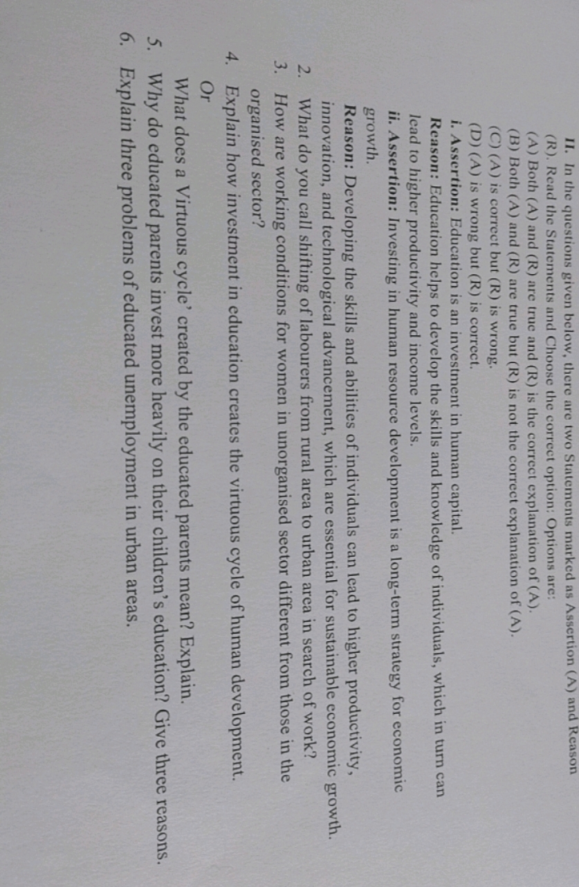 II. In the questions given below, there are two Statements marked as A