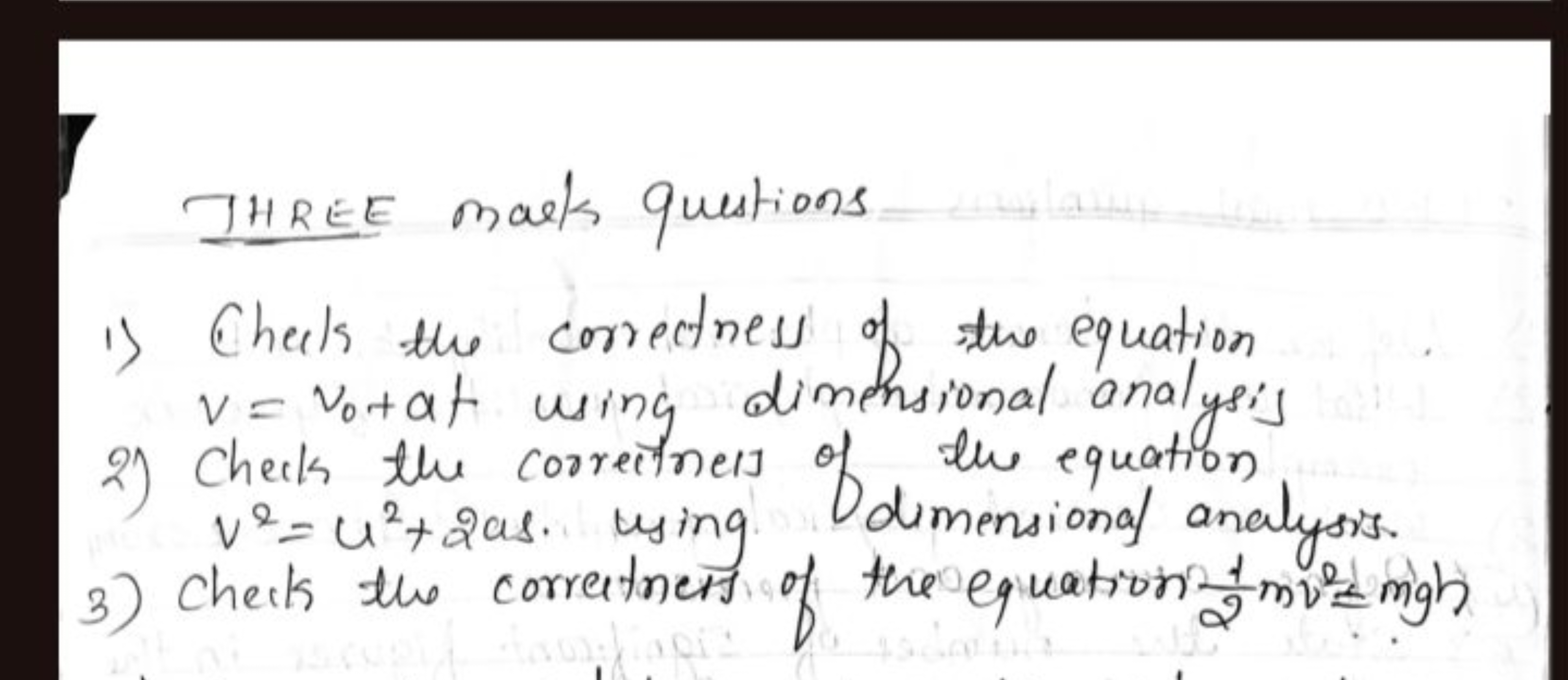 IHREE marts questions
1) Cheats the correctness of the equation v=v0​+