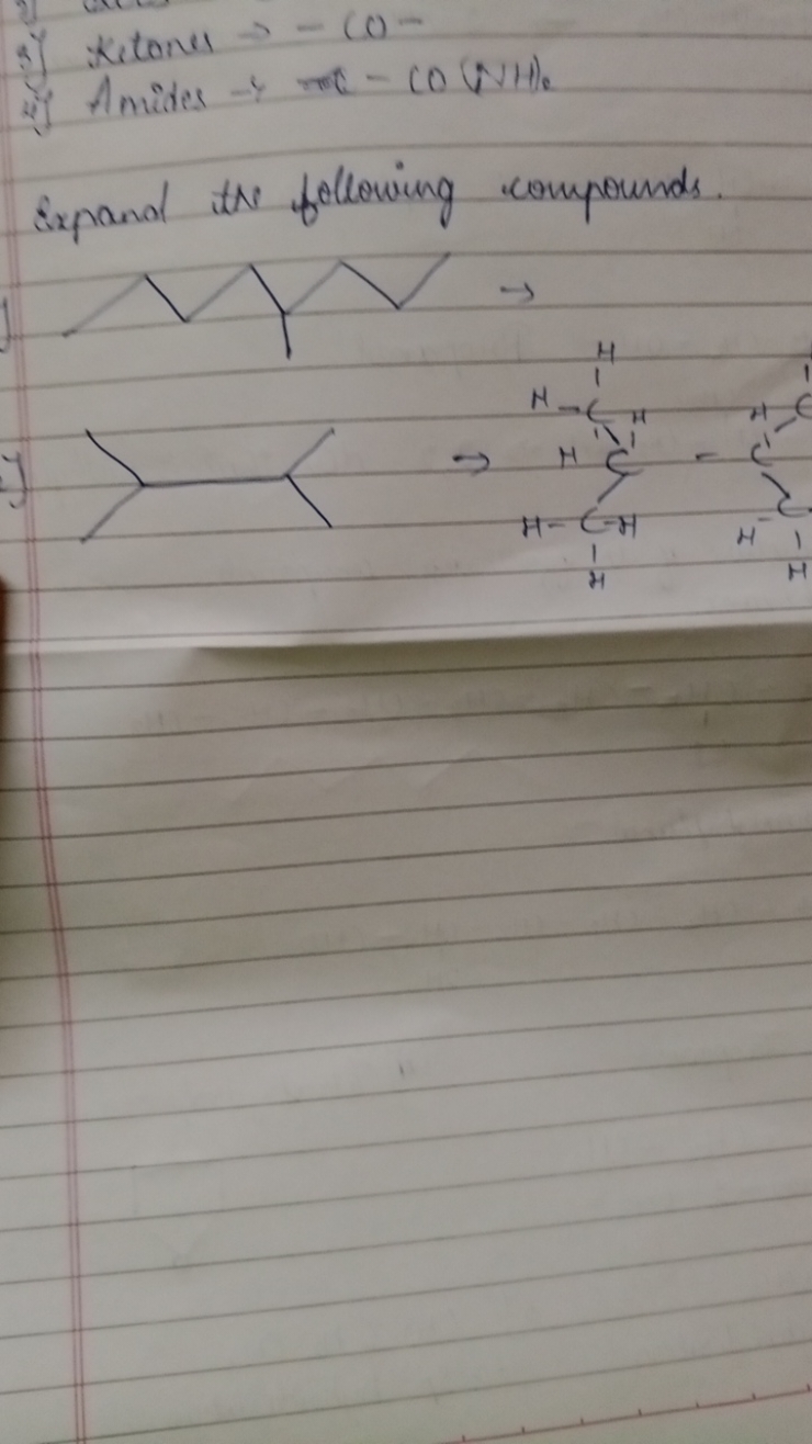 3) Kitones →−CO−
i) Amides \& −CO( NHH

Expanal tNe following compound