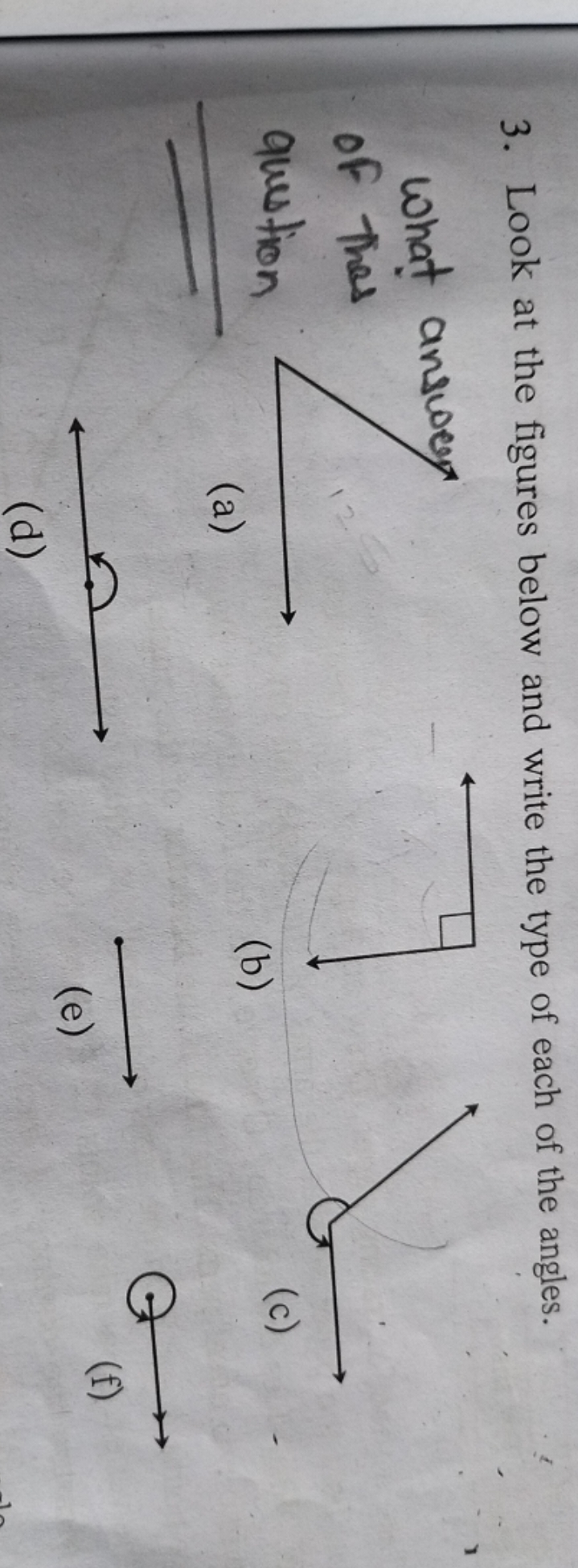 3. Look at the figures below and write the type of each of the angles.