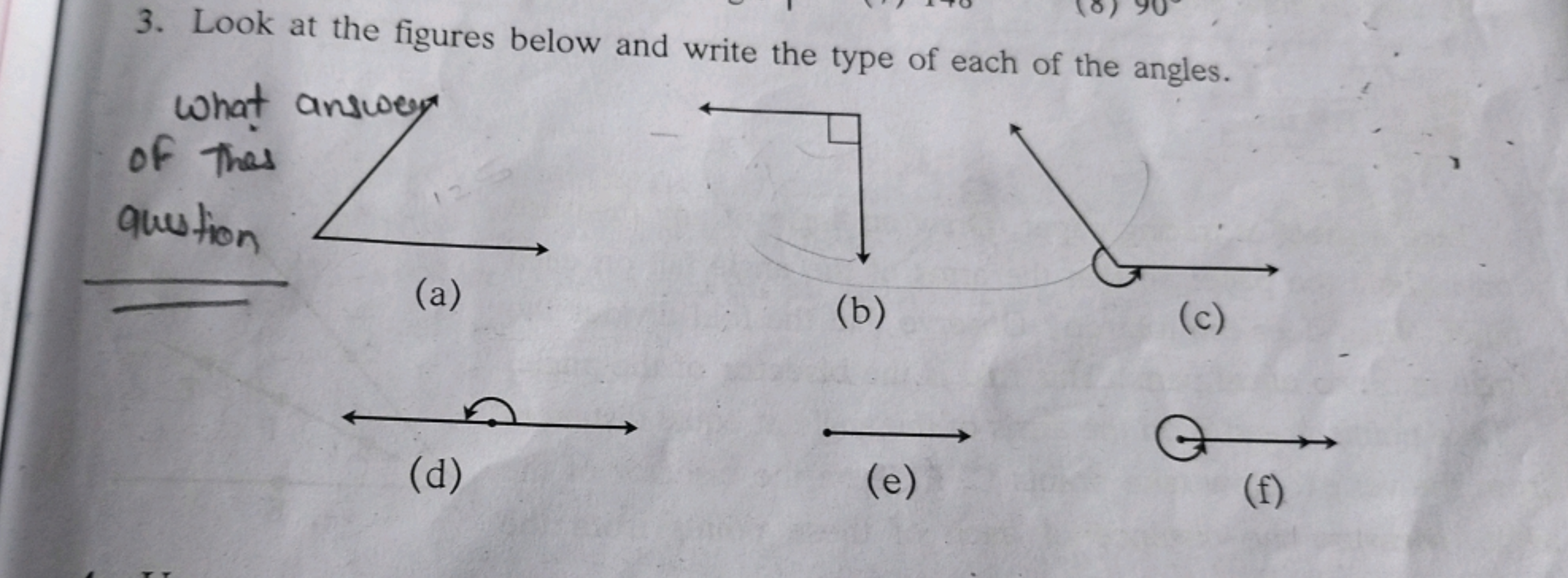 3. Look at the figures below and write the type of each of the angles.