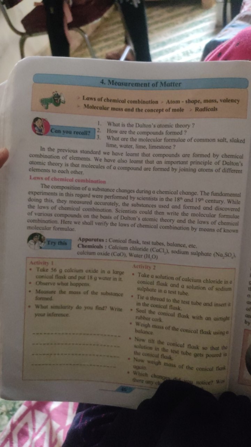 4. Measurement of Matter

Laws of chemical combination - Atom - shape,