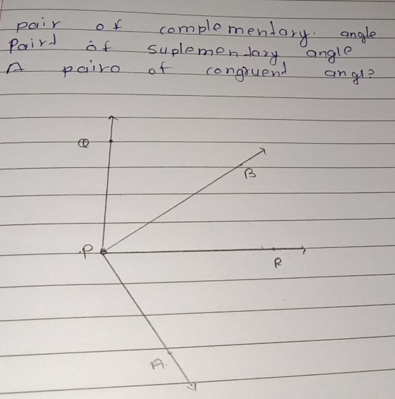 pair of complementary angle paint of suplementary angle A pairo of con