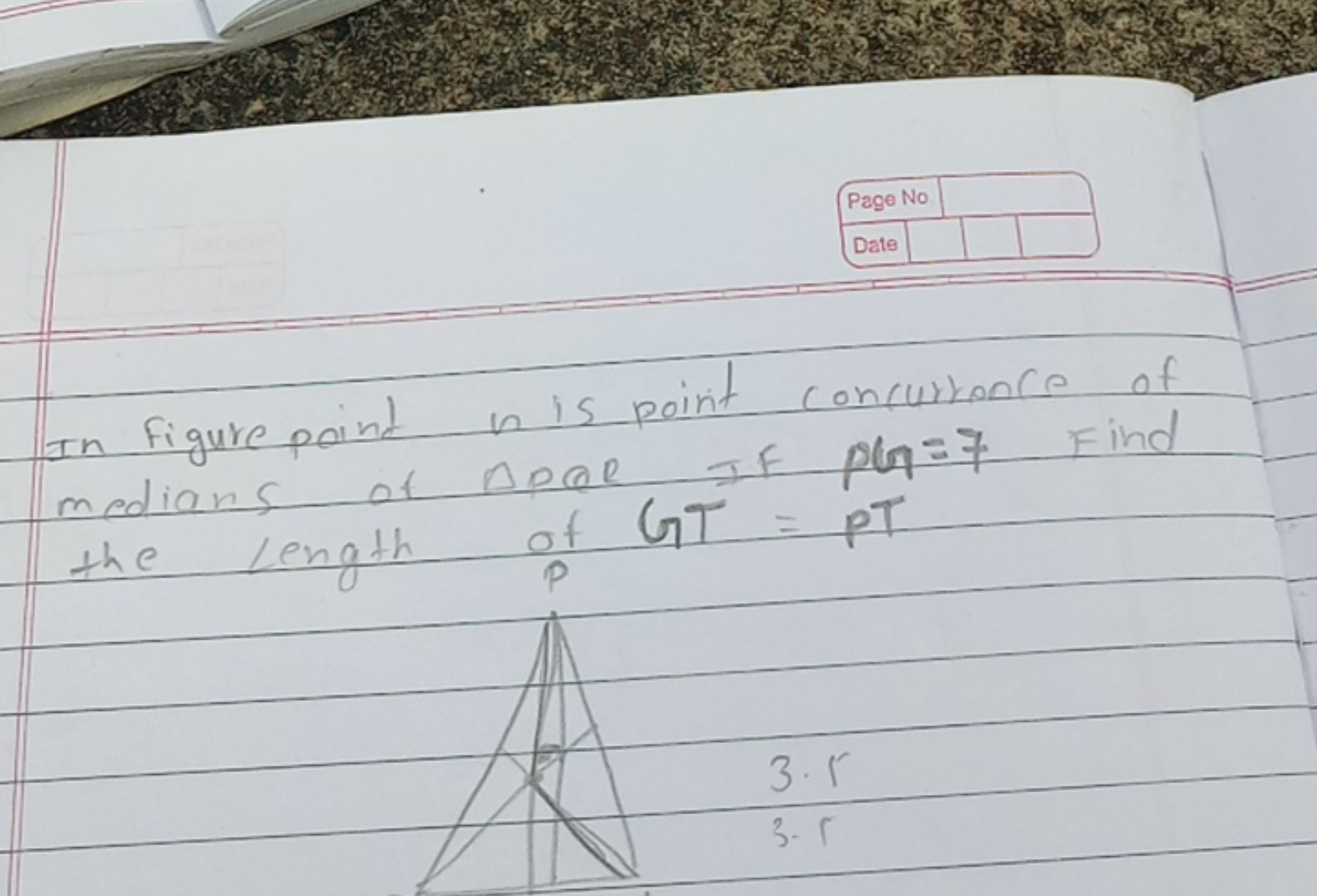 In figure point n is point concurkonce of medians of △PQR IF PC1​=7 Fi