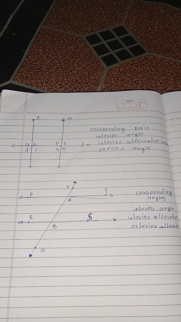 corspondirg pair interior argle interior atternatue any exterior angle