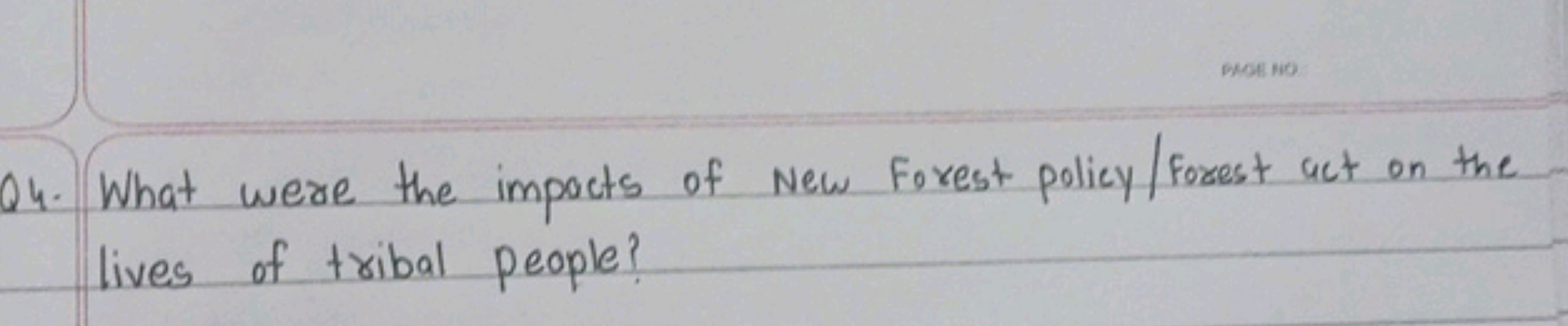 Q4. What were the impacts of New Forest policy/forest act on the lives