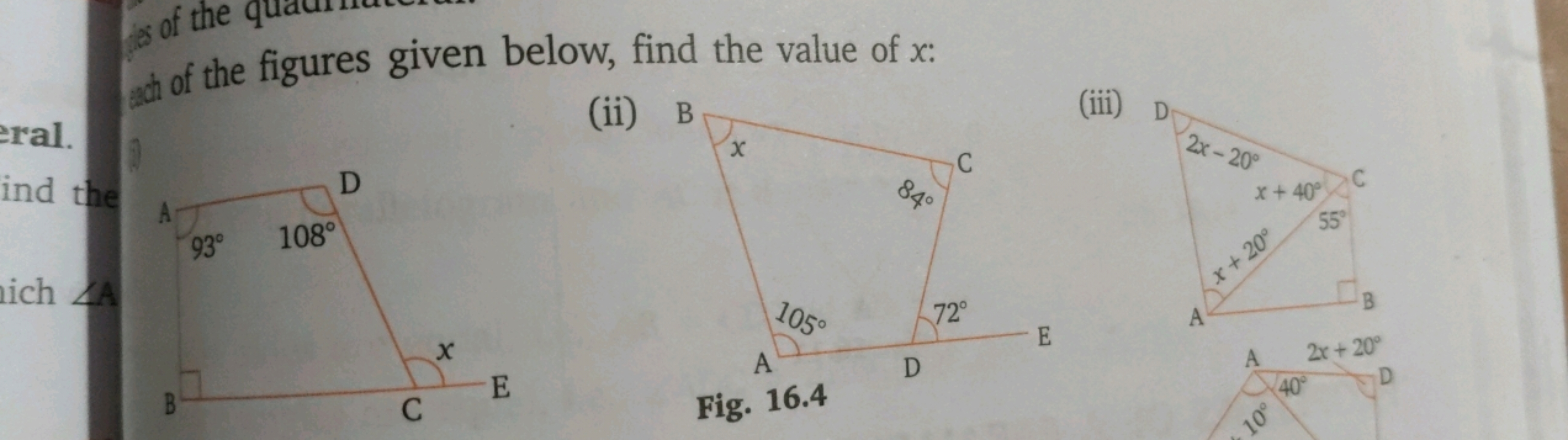 tof the figures given below, find the value of x :
(ii) B
(iii)