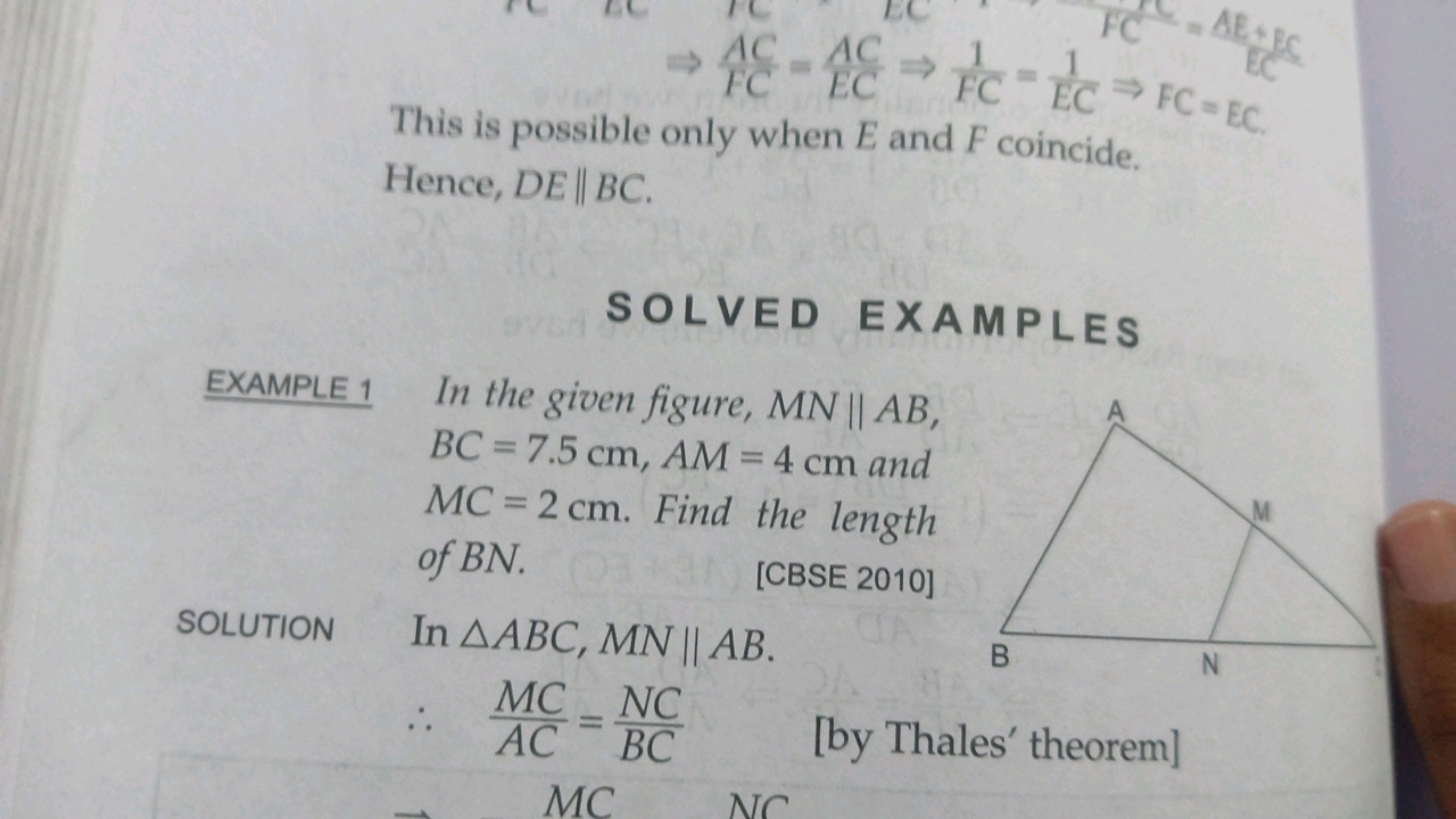 ⇒FCAC​=ECAC​⇒FC1​=EC1​⇒FC=EC. 

This is possible only when E and F coi