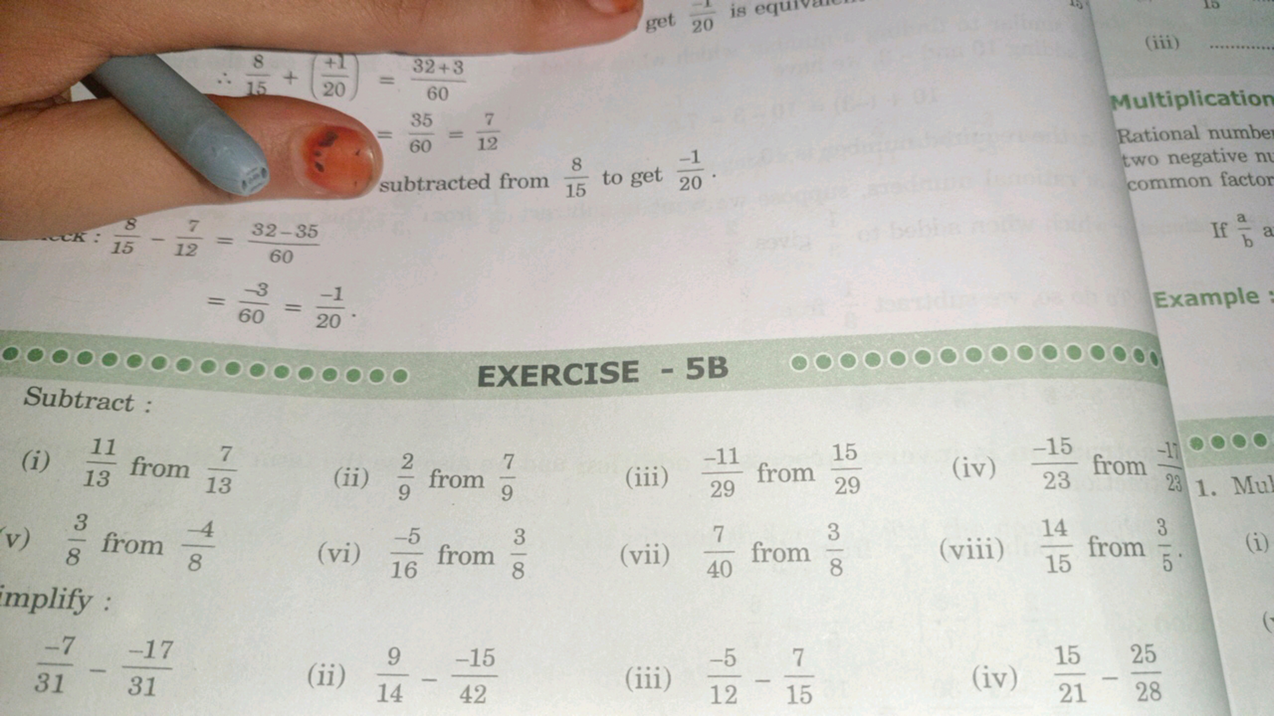 15
∴158​+(20+1​)​=6032+3​=6035​=127​​

Multiplication
Rational numbe
s