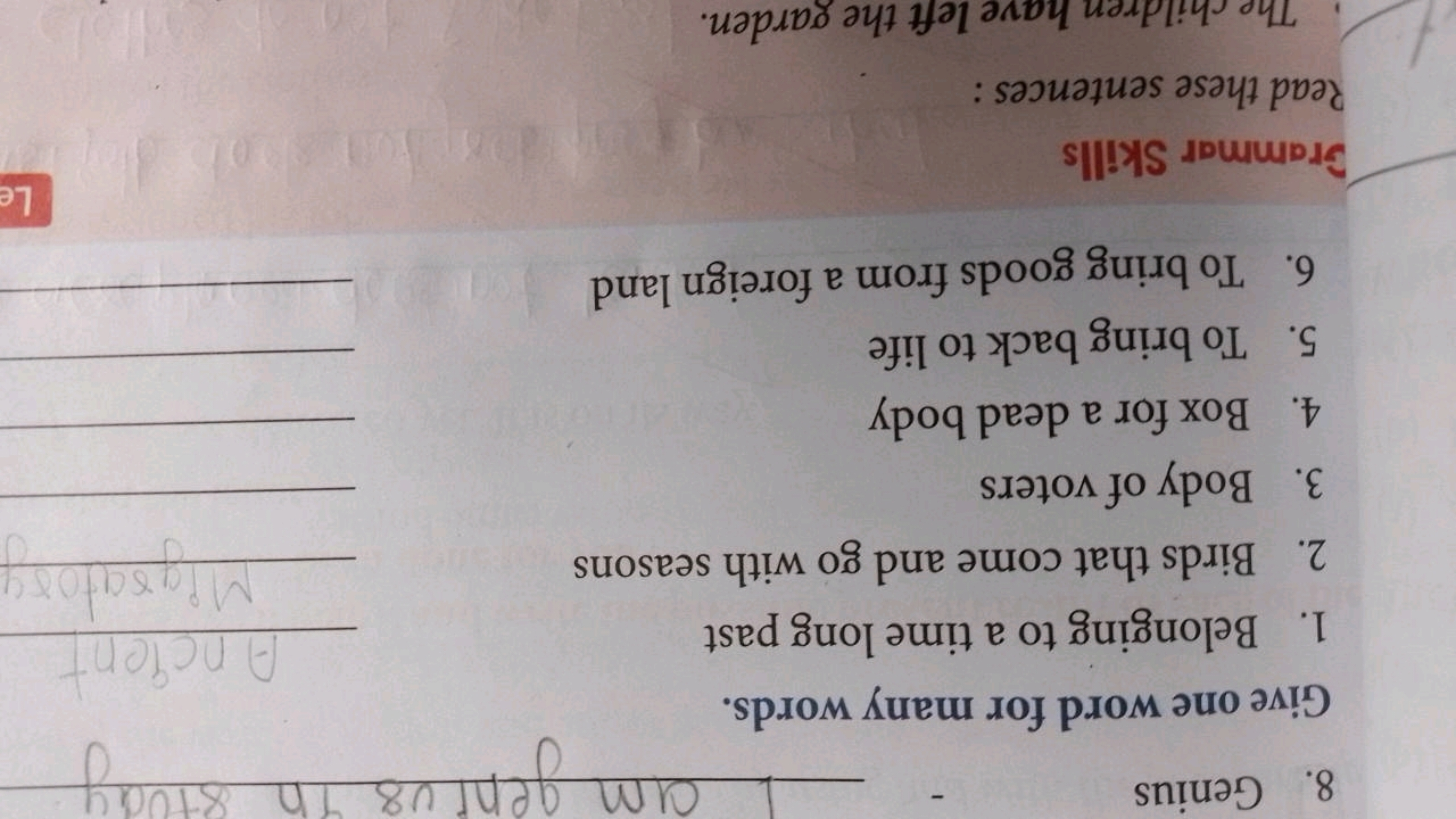 8. Genius

Give one word for many words.
1. Belonging to a time long p