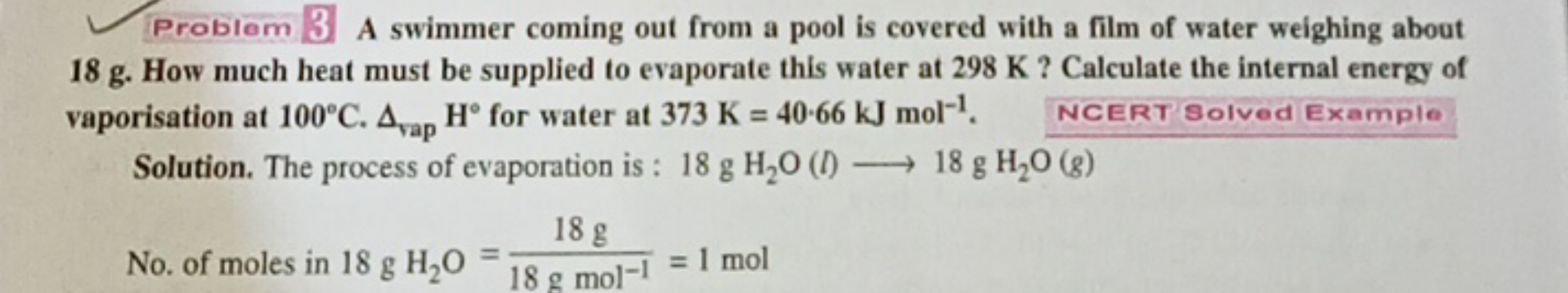 Problem 3 A swimmer coming out from a pool is covered with a film of w