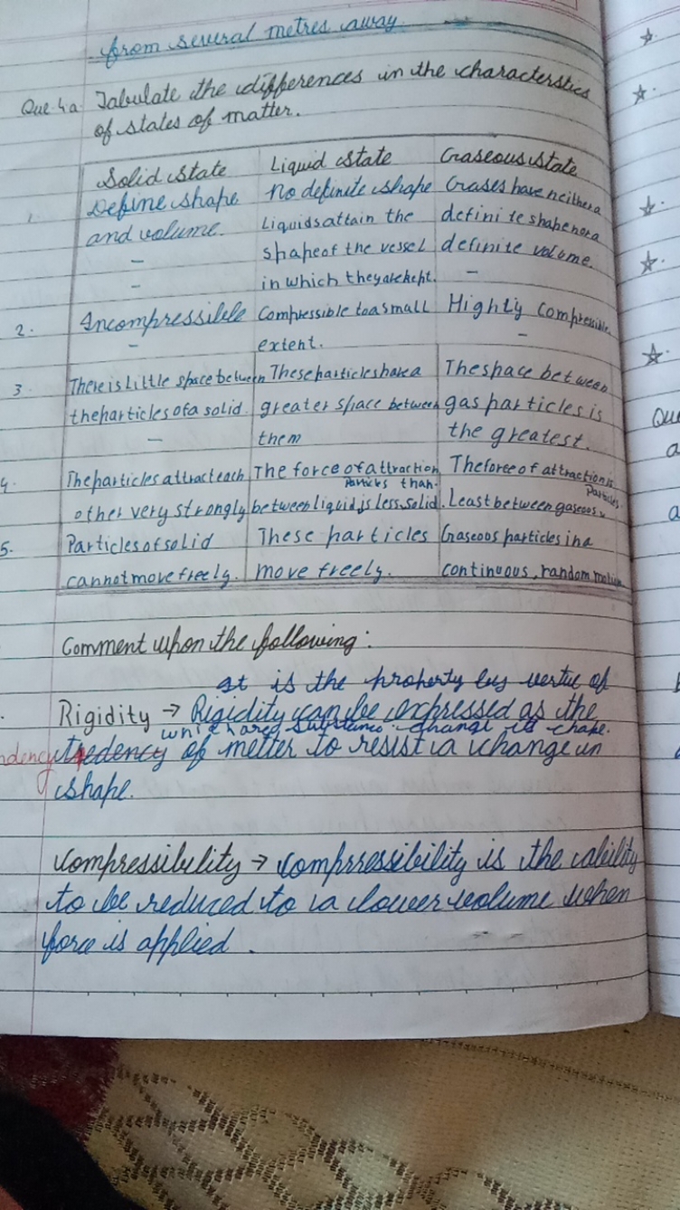 Que 4 a Tabulate the differences in the characterseses of states of ma