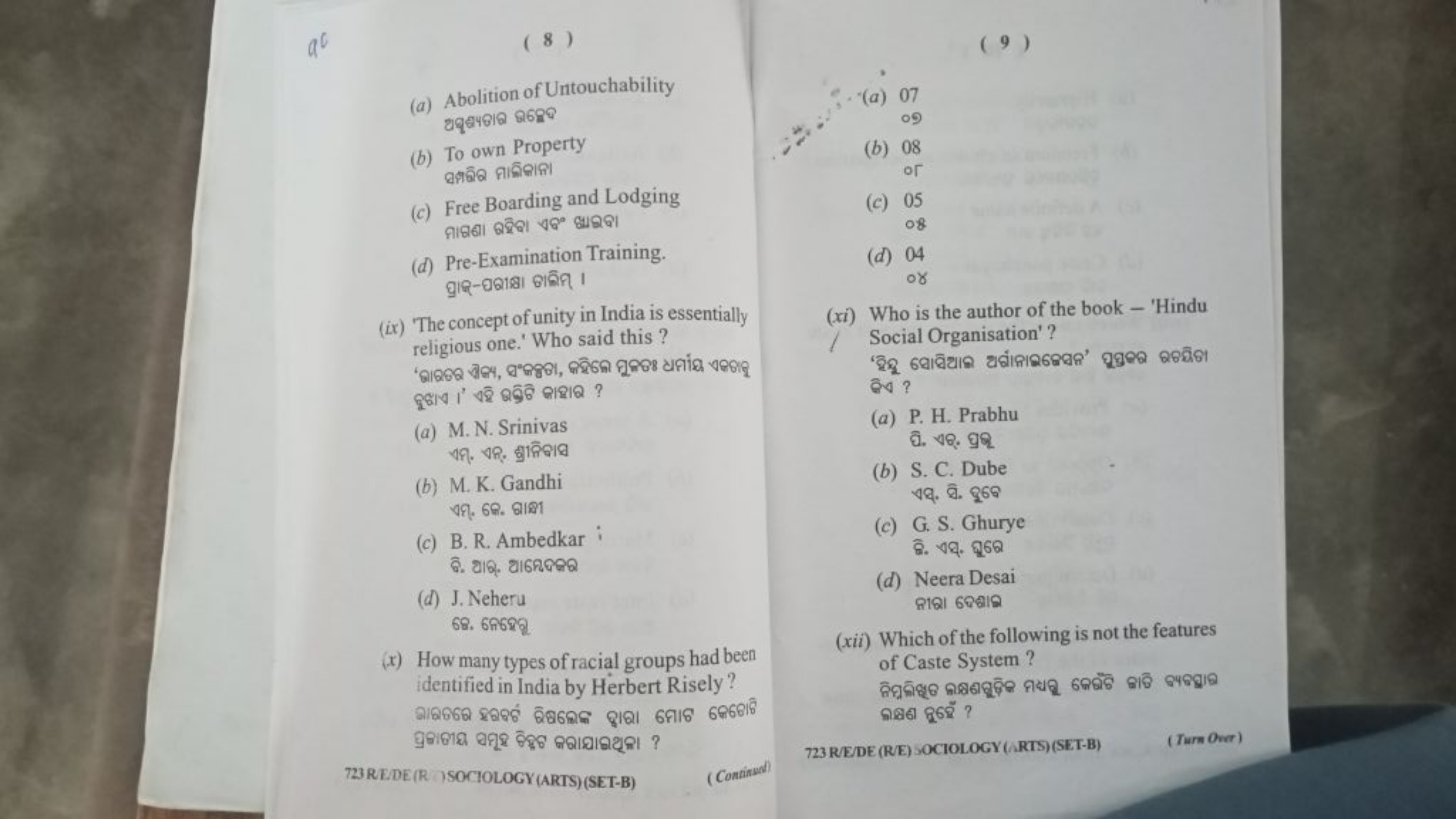 ac
( 8 )
(9)
(a) Abolition of Untouchability (b) To own Property ดตลือ