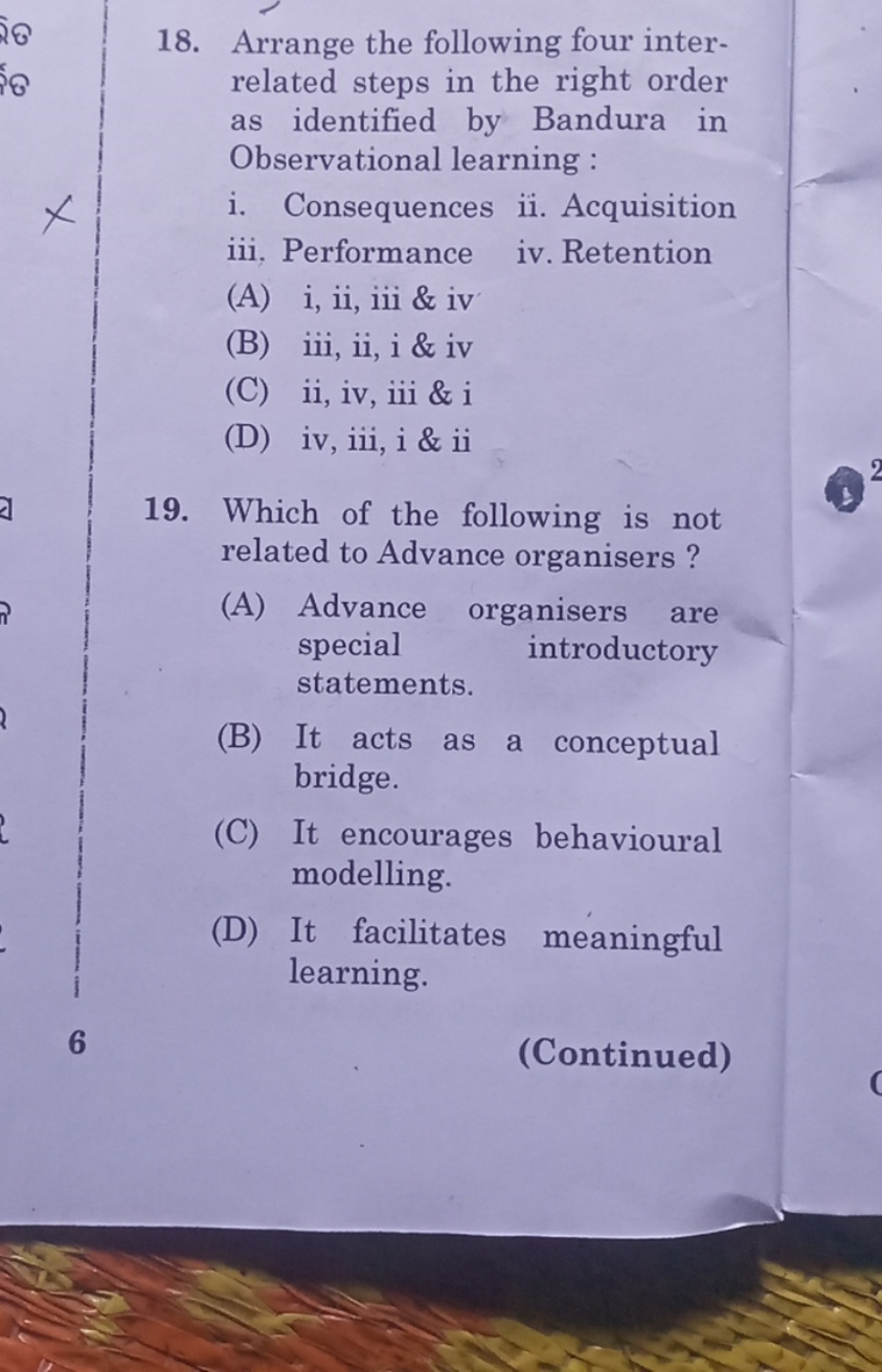 18. Arrange the following four interrelated steps in the right order a