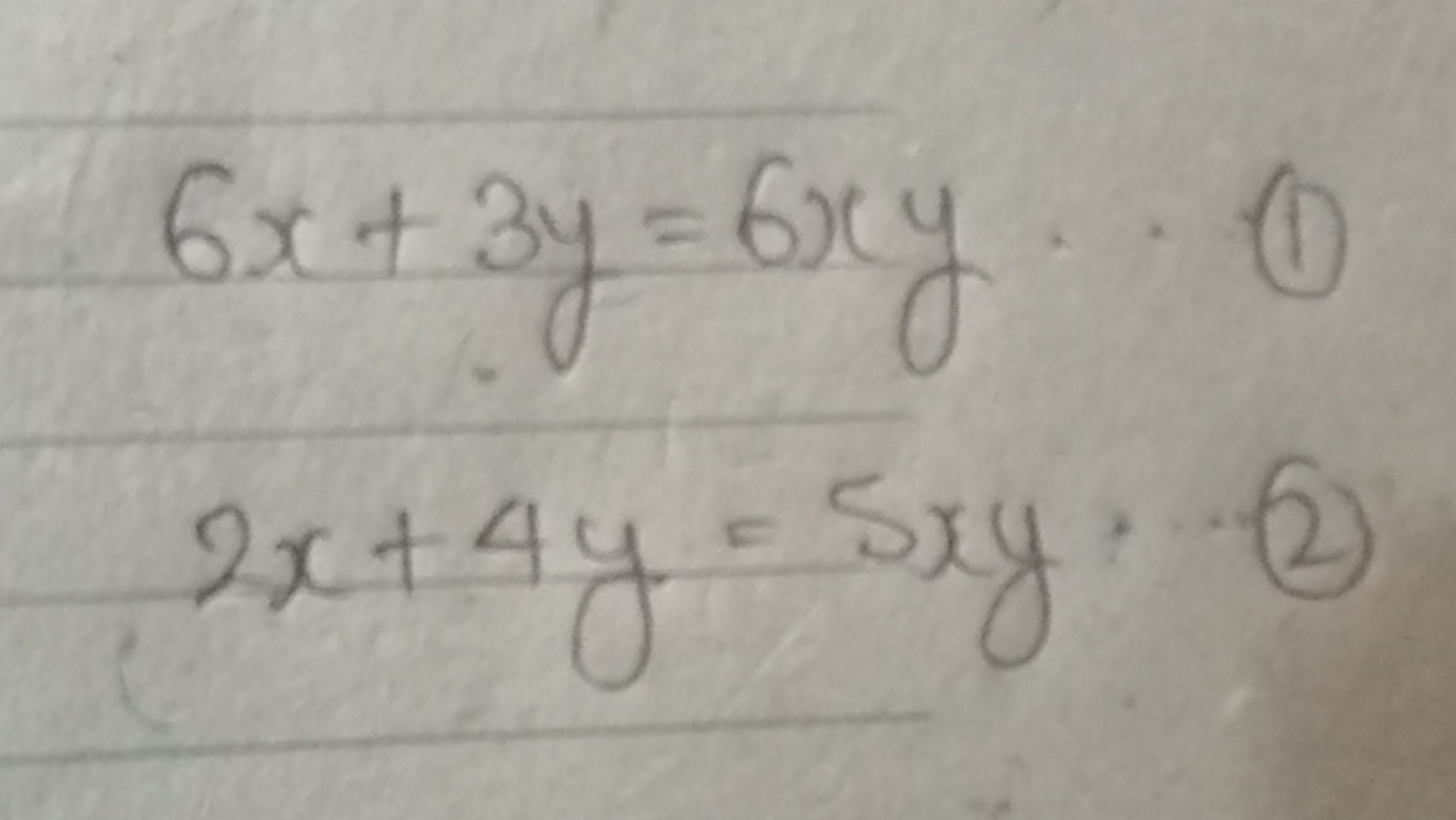 6x+3y=6xy2x+4y=5xy​