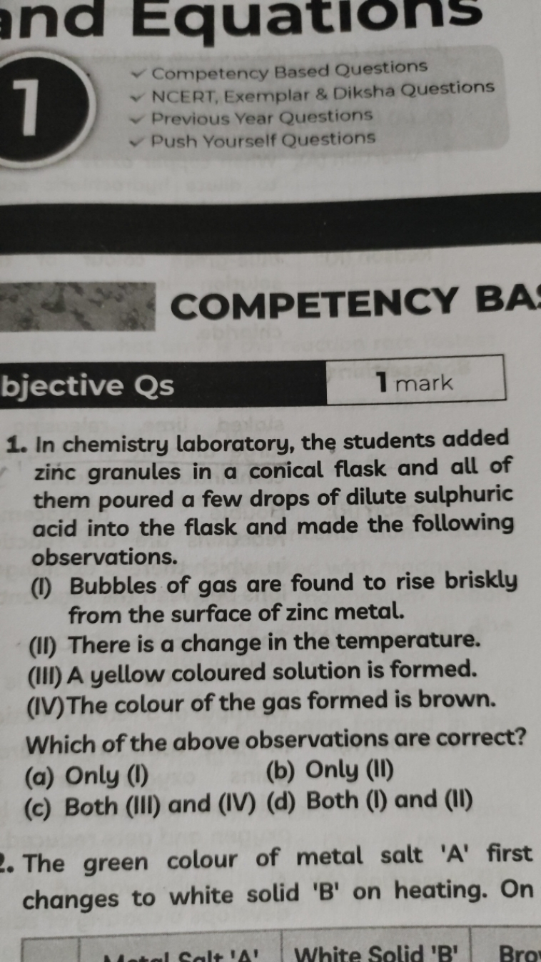 1
Equations
✓ Competency Based Questions
∼ NCERT, Exemplar \& Diksha Q