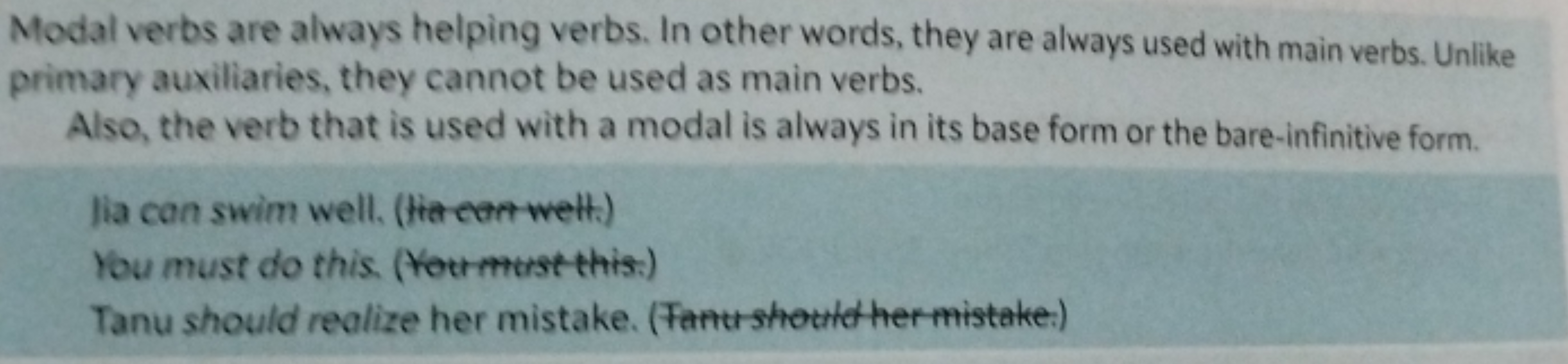 Modal verbs are always helping verbs. In other words, they are always 