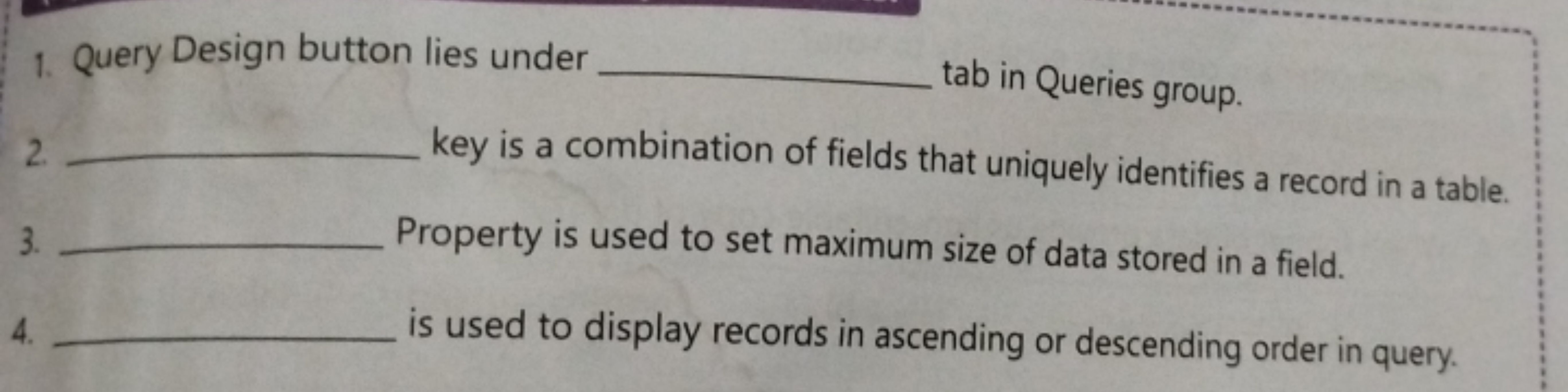 1. Query Design button lies under  tab in Queries group.
2.  key is a 