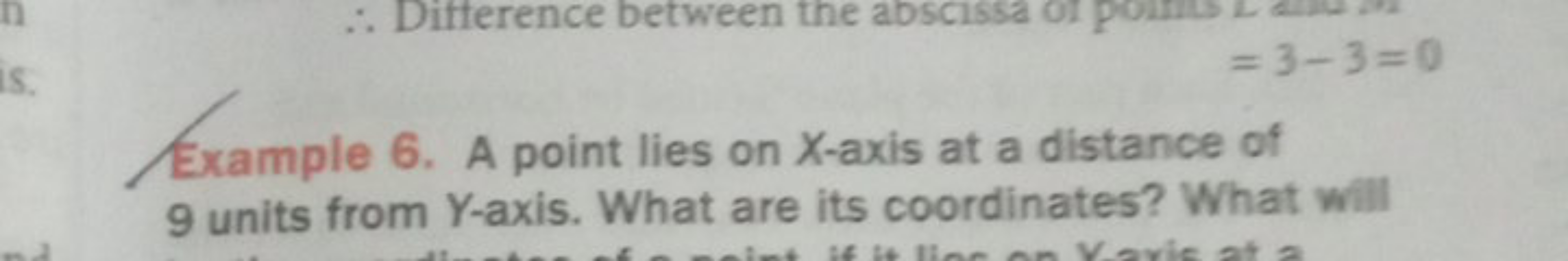 =3−3=0

Example 6. A point lies on X-axis at a distance of 9 units fro