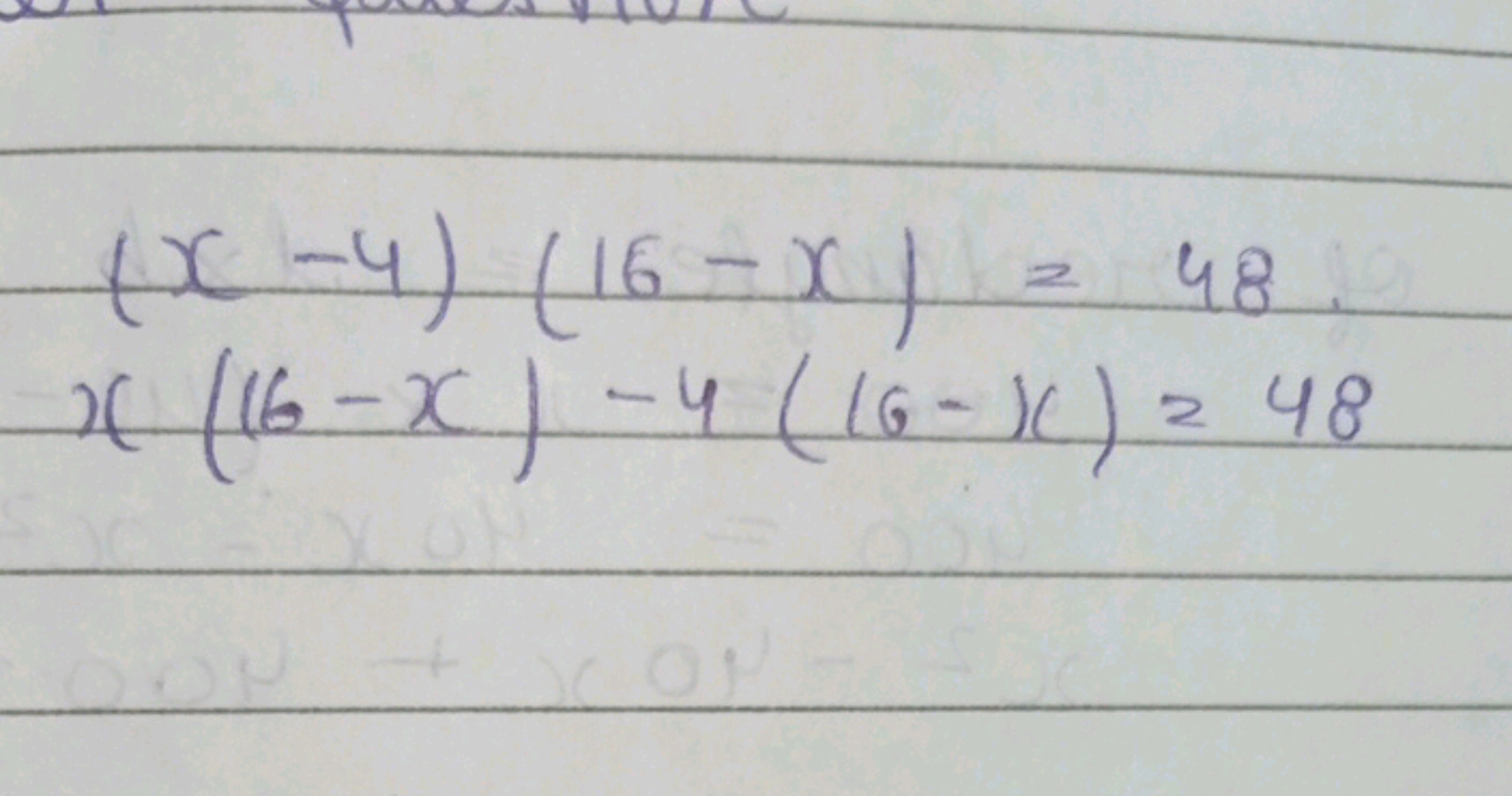 (x−4)(16−x)=48x(16−x)−4(16−x)=48​