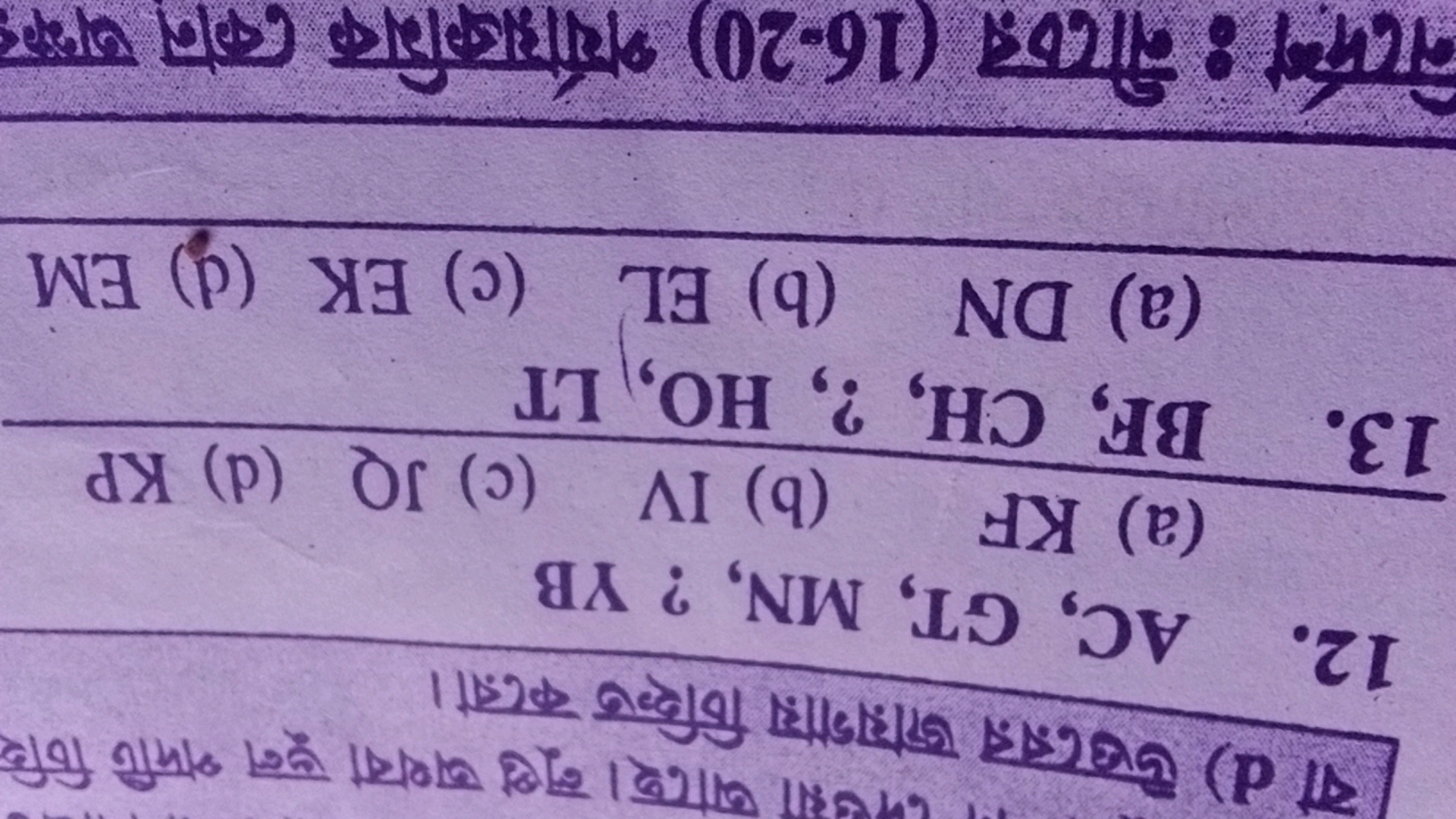 WWE we went and fof
d) GOI
12. AC, GT, MN, ? YB
(a) KF (b) IV (c) JQ (