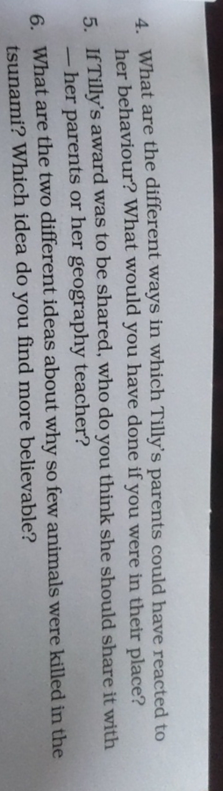 4. What are the different ways in which Tilly's parents could have rea