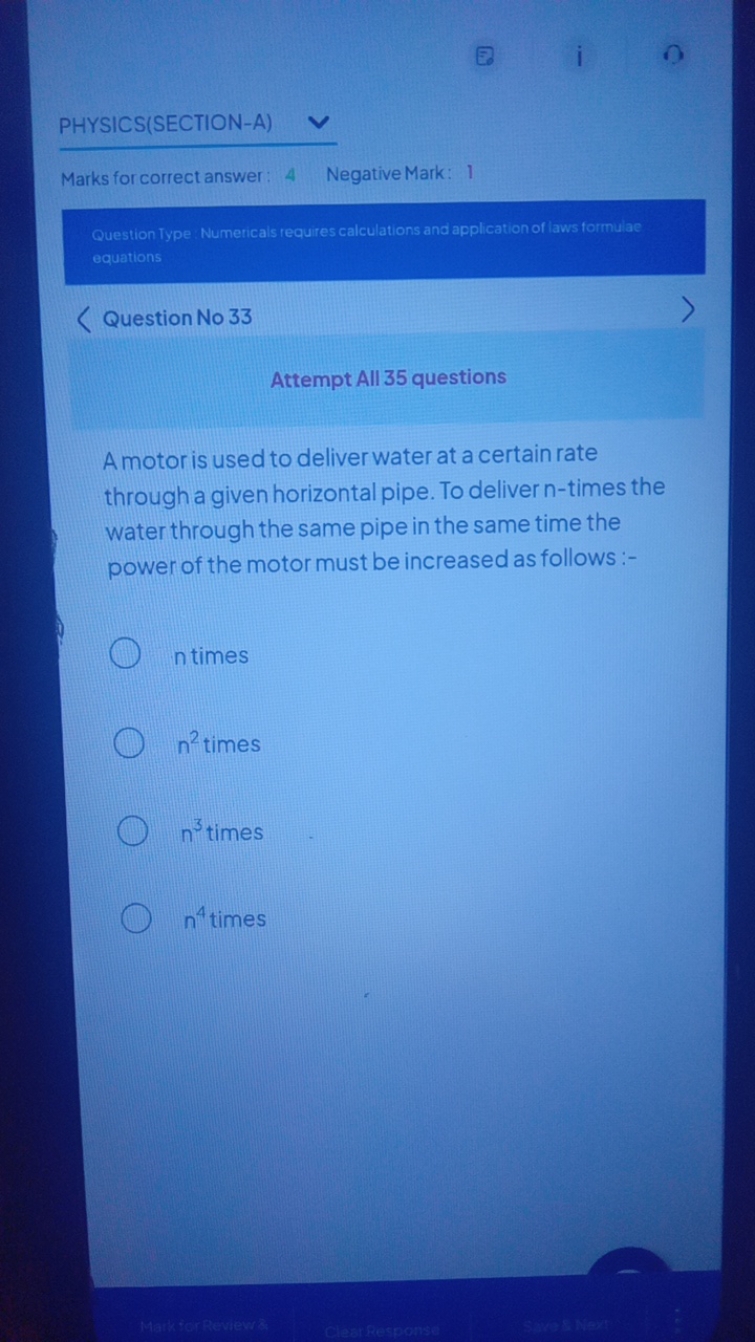 PHYSICS(SECTION-A)
Marks for correct answer: 4 Negative Mark: 1

Quest