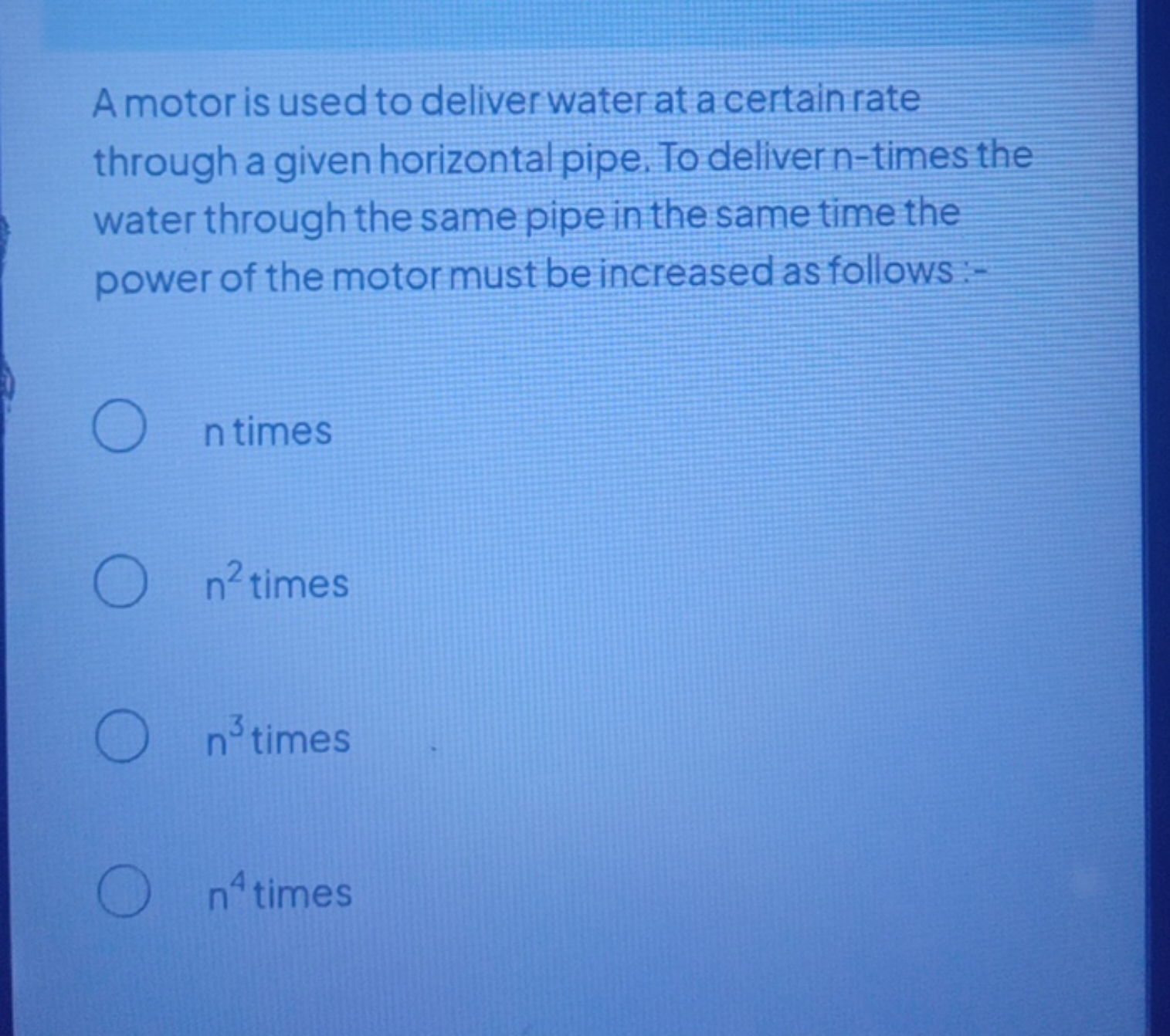 A motor is used to deliver water at a certain rate through a given hor