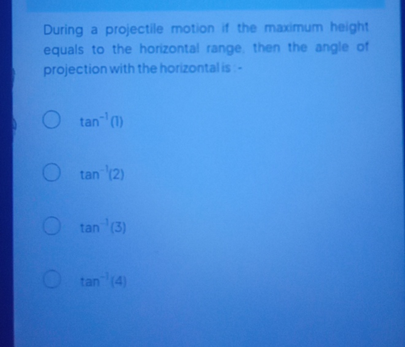 During a projectile motion if the maximum height equals to the horizon