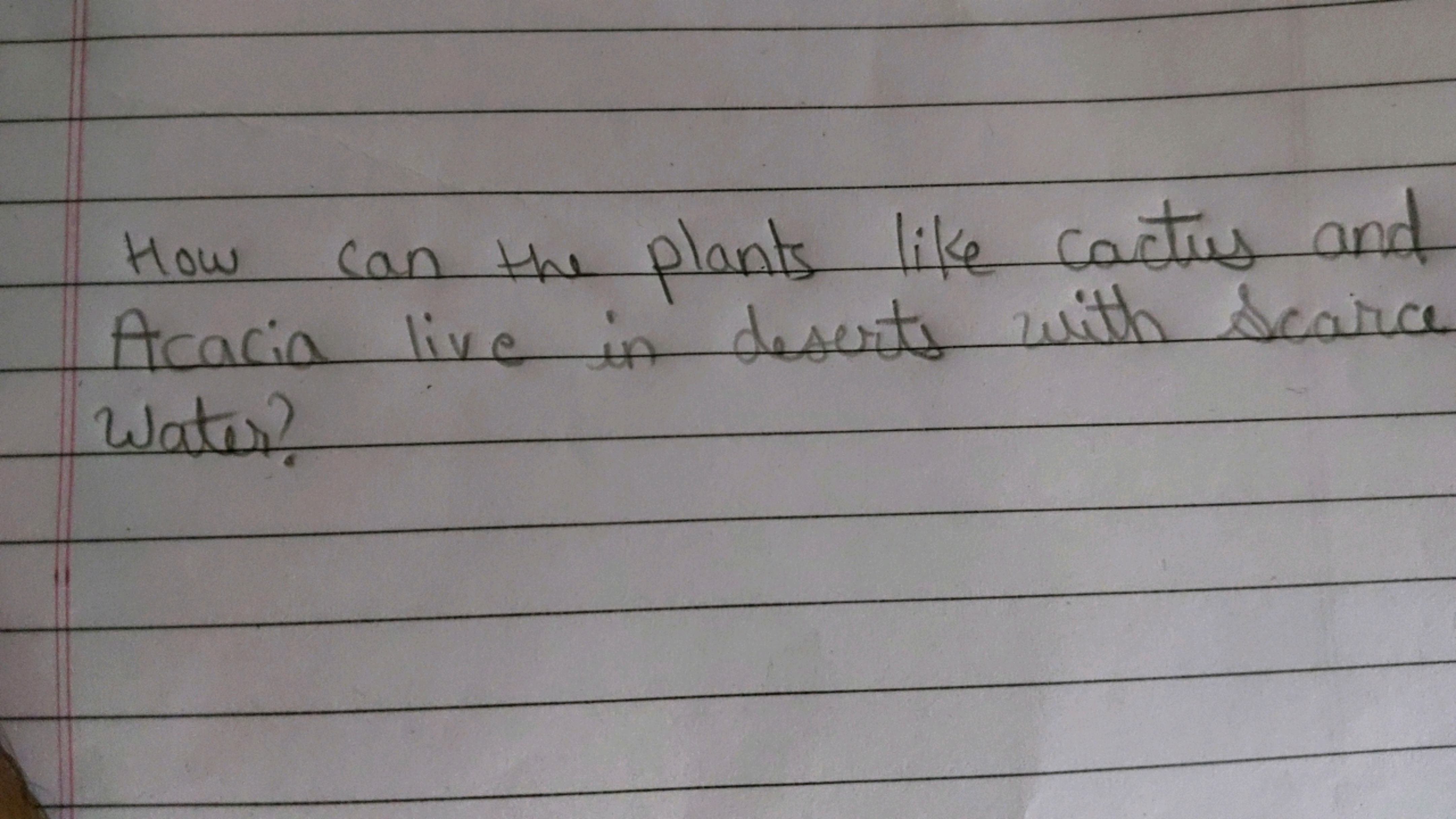 How can the plants like cactus and Acacia live in deserts with scarce 