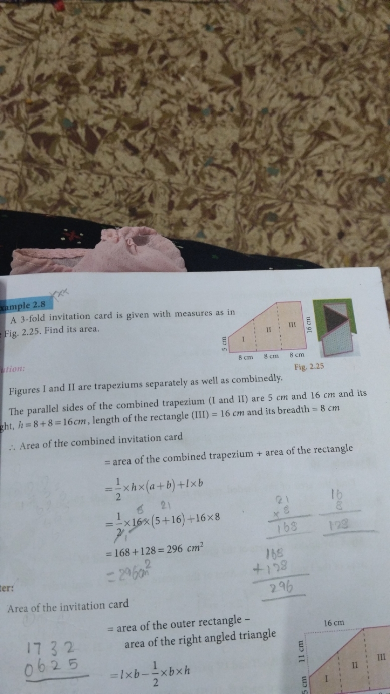 sample 2.8
A 3 -fold invitation card is given with measures as in Fig.