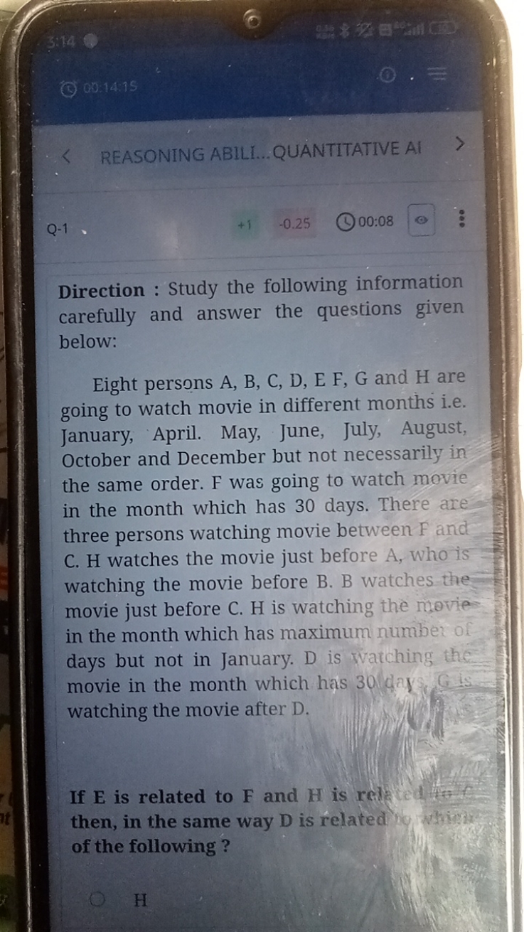 (c) 00:14:15
REASONING ABILI...QUANTITATIVE AI
Q-1
0.25
00:08

Directi