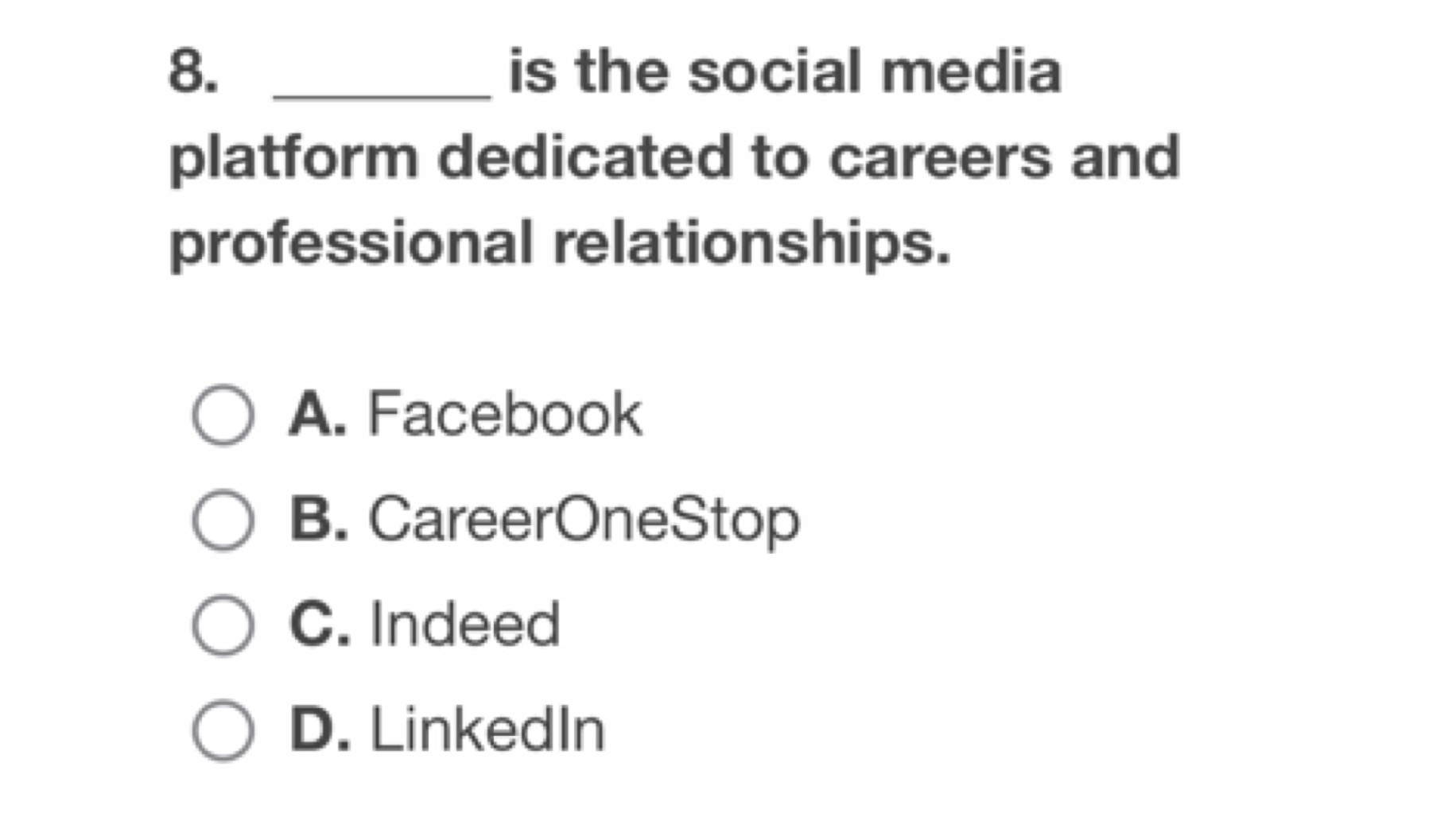 8.  is the social media platform dedicated to careers and professional