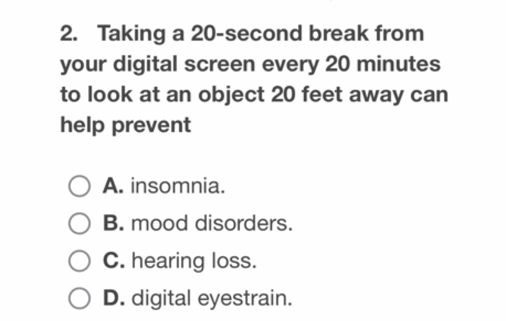 2. Taking a 20-second break from your digital screen every 20 minutes 